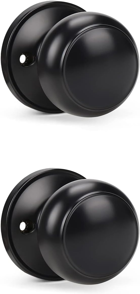 KNOBWELL 2 Pack Black Closet Door Knobs Dummy Door Knob, Individual Dummy Door K...