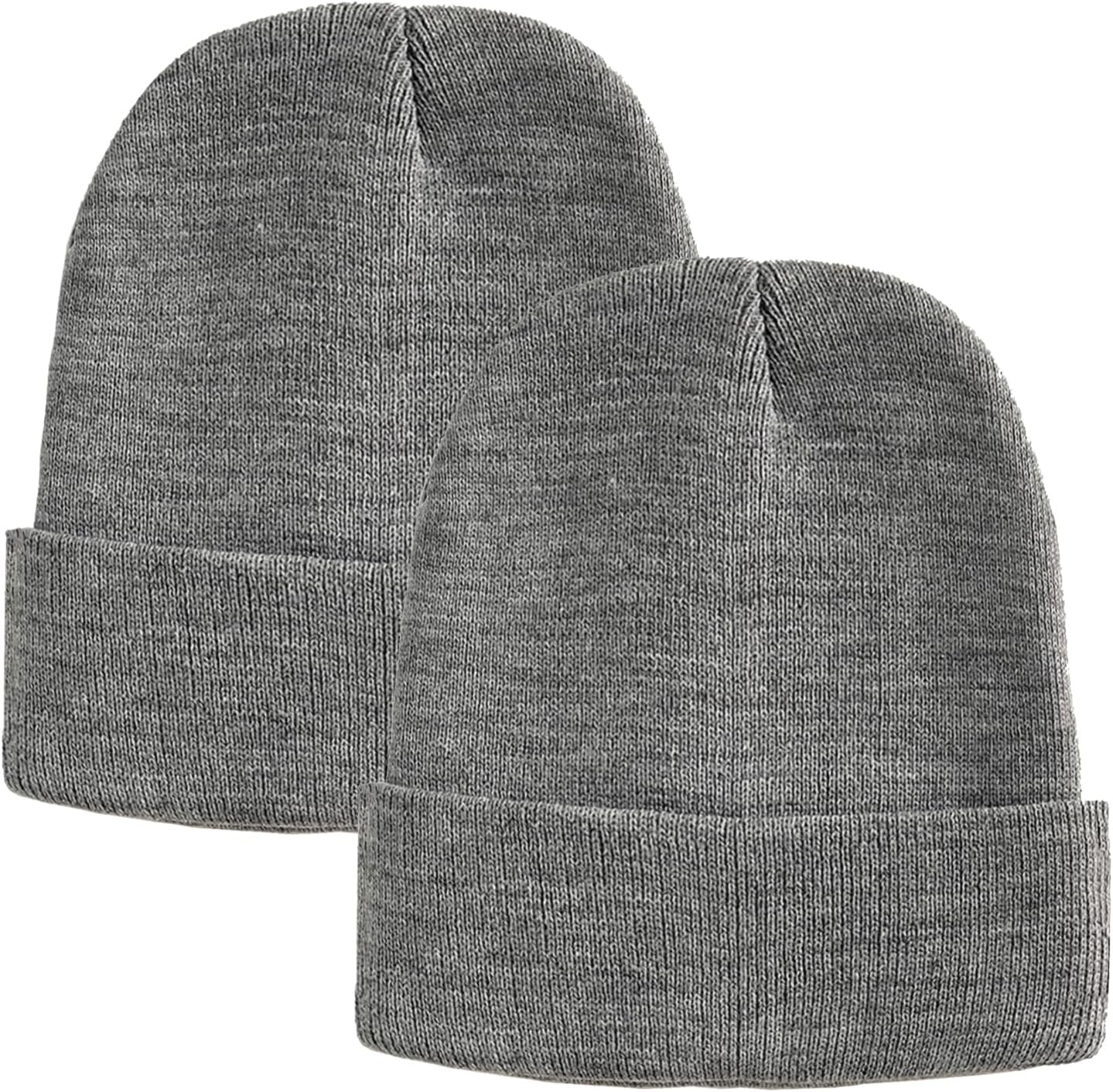 PFFY 2 Packs Unisex Beanie Hats for Men Women Knit Winter Beanies 2 Packs Grey 2