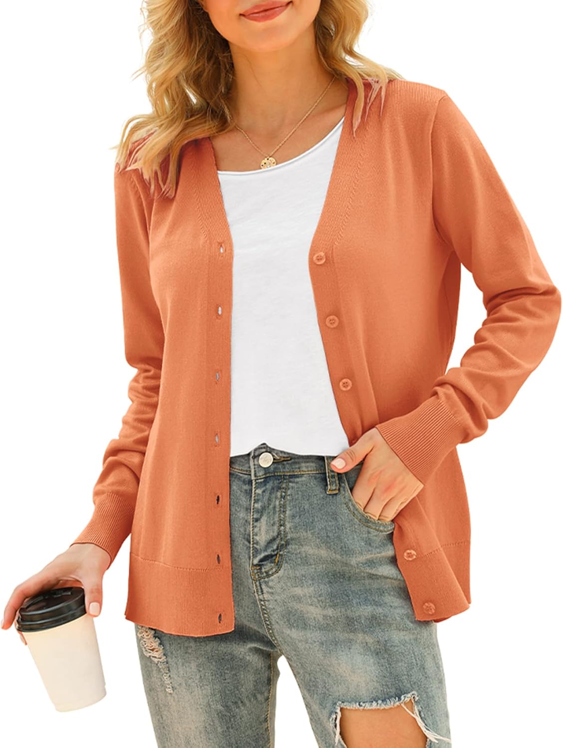 VIISHOW Women's V Neck Button Down Knitwear Long Sleeve Soft Basic Knit Cardigan...