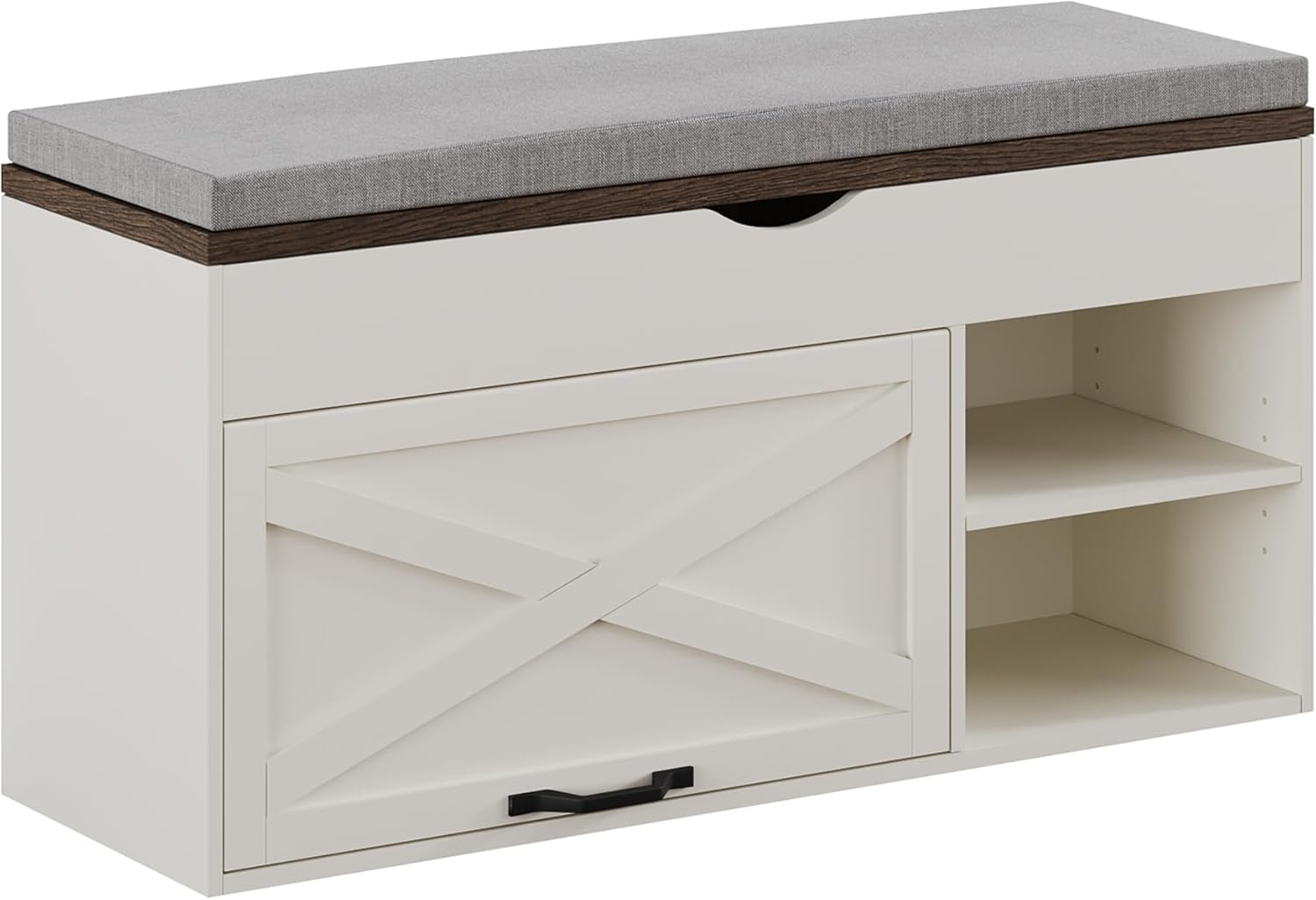 ChooChoo Storage Bench with Cushion, Shoe Bench with Lift Top Storage, Adjustabl...