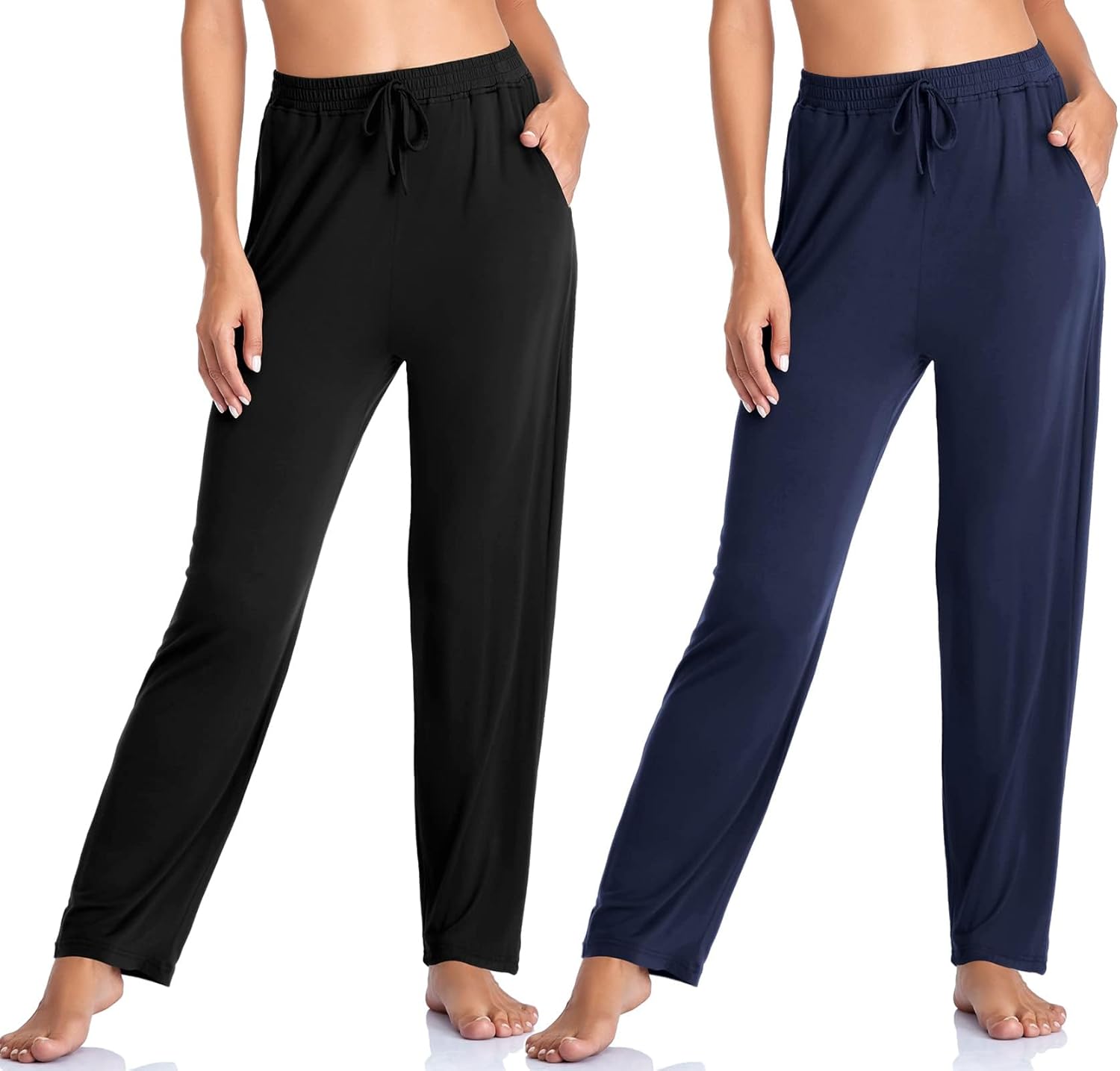 Envlon Women's Yoga Pants with Pockets Comfy Stretch Loose Wide Leg Casual Pants...