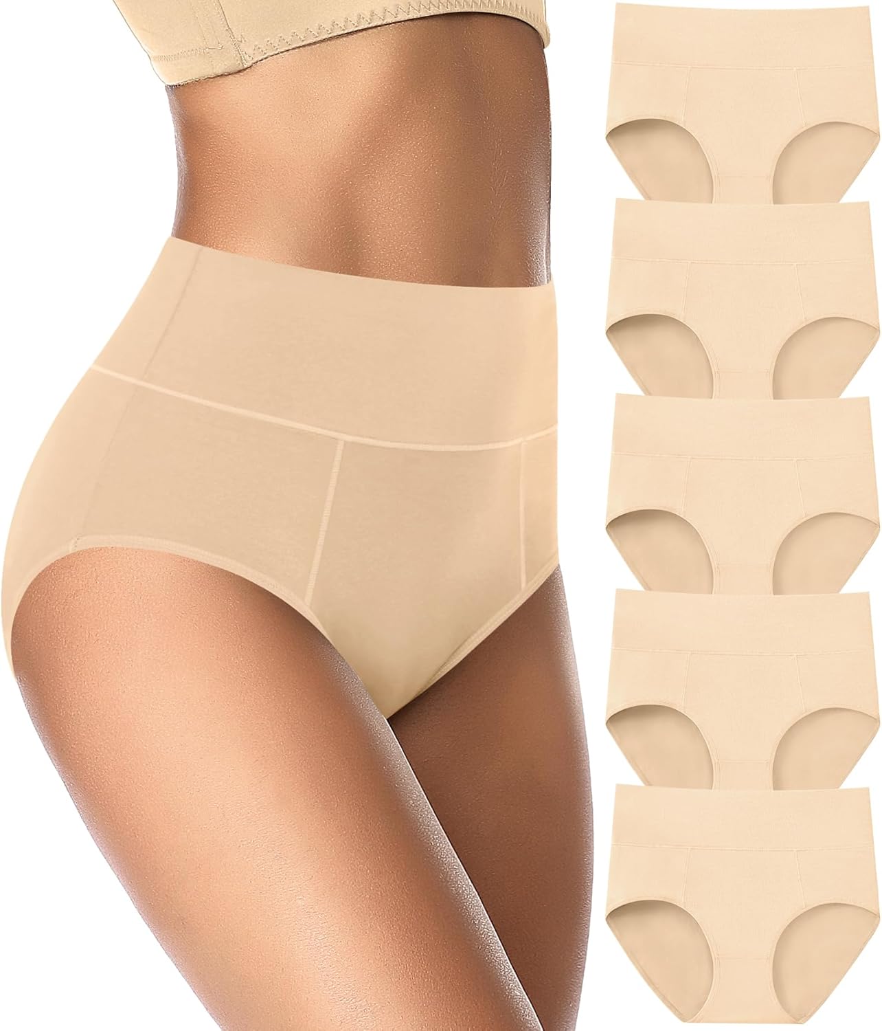 ASIMOON Tummy Control Underwear for Women Cotton High Waisted Plus Size Full Cov...