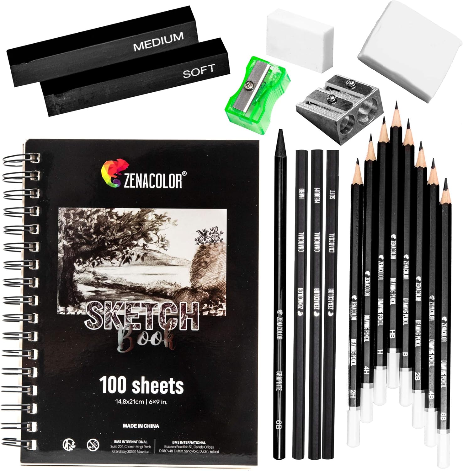 Zenacolor Complete Sketchbook Kit with Sketch Book A5 and Pencils - 8 Drawing Pe...