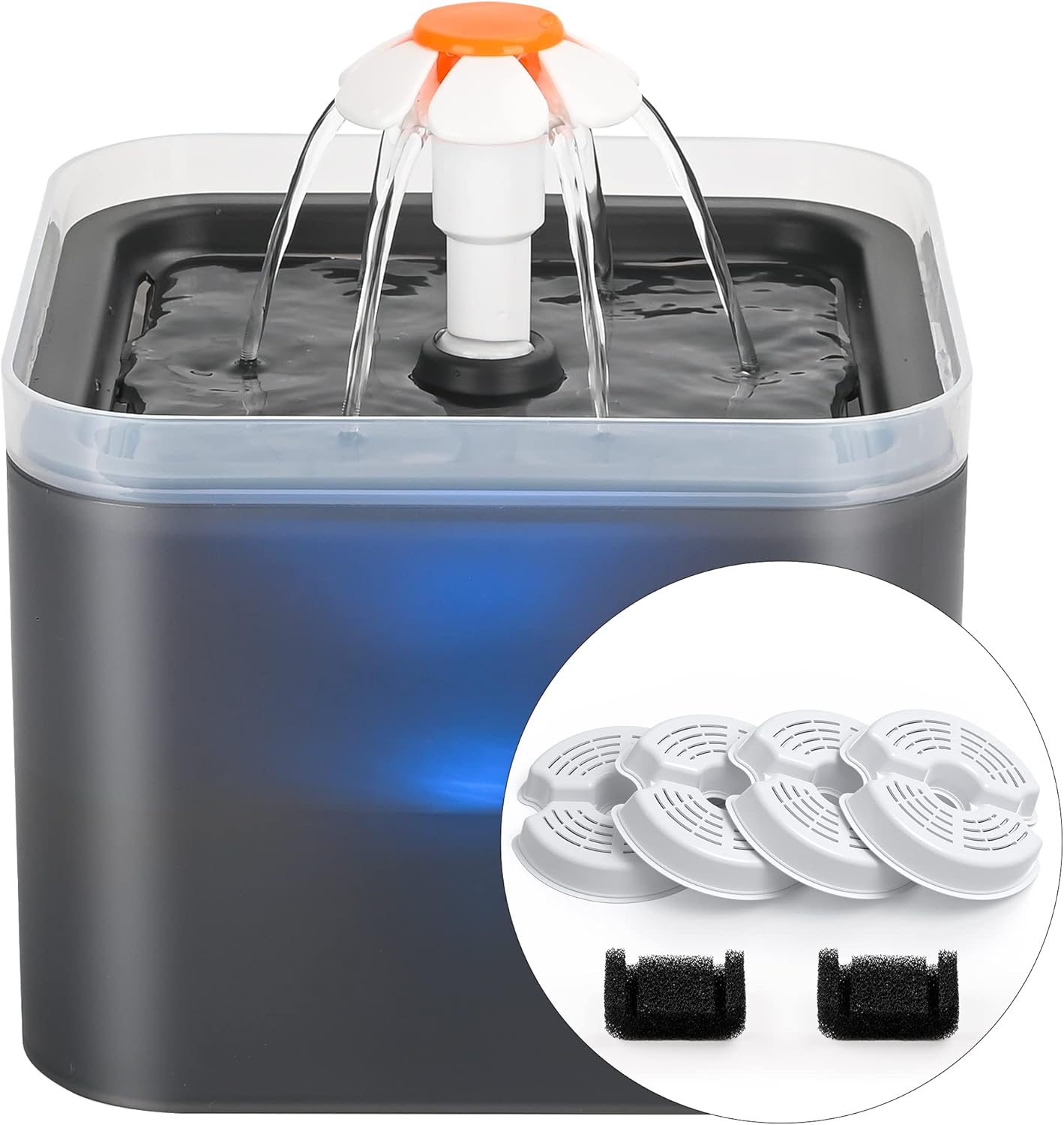 AONBOY Cat Water Fountain with 6 Filters（grey）