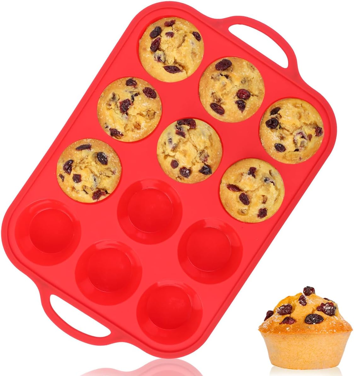 CAKETIME Silicone Muffin Pan with Metal Reinforced Frame Regular Size Muffin Pan...