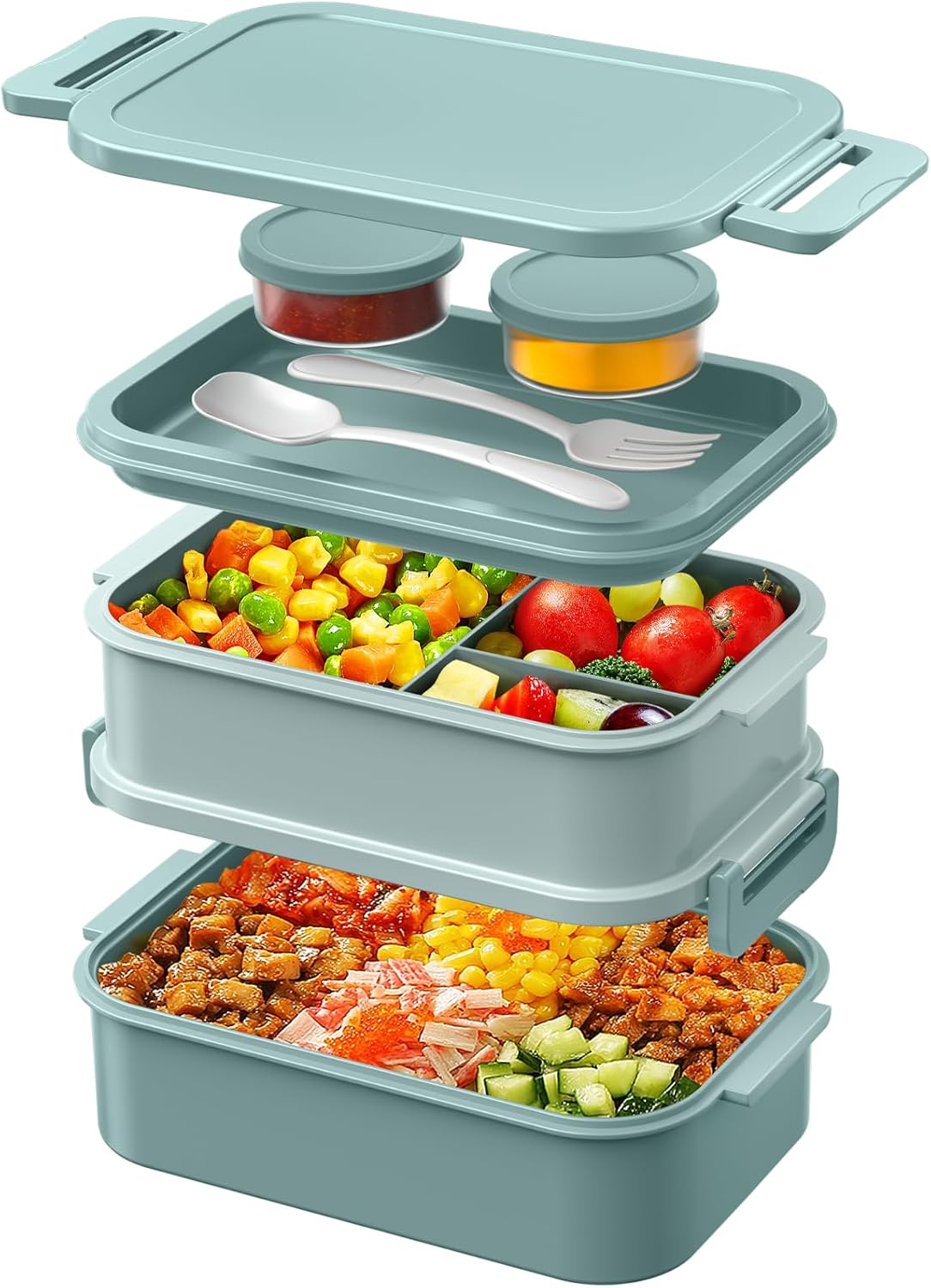 WayEee Lunch Box Adults,2130ml Large Capacity Bento Lunch Box with Compartments,...