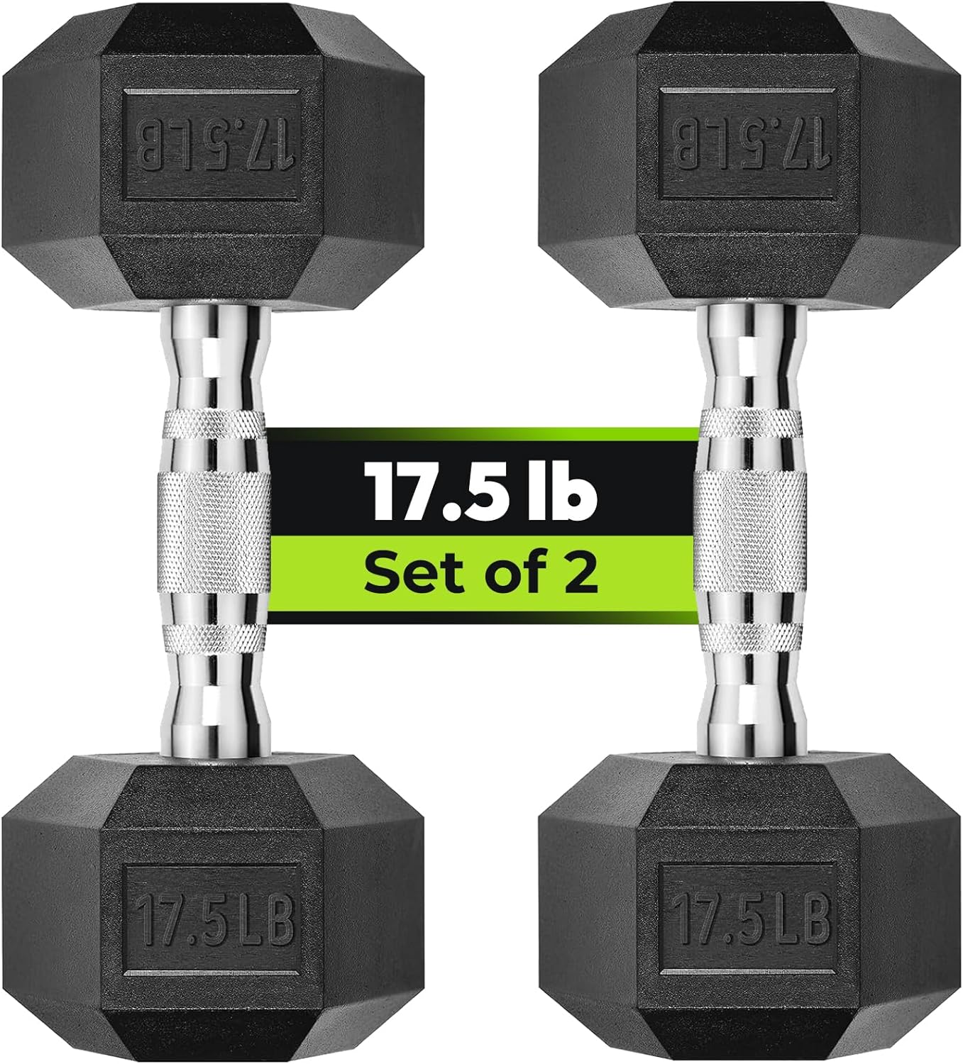 Hex Dumbbell Set, 2.5-125 lb Rubber Encased Exercise & Fitness Dumbbells, Weight...