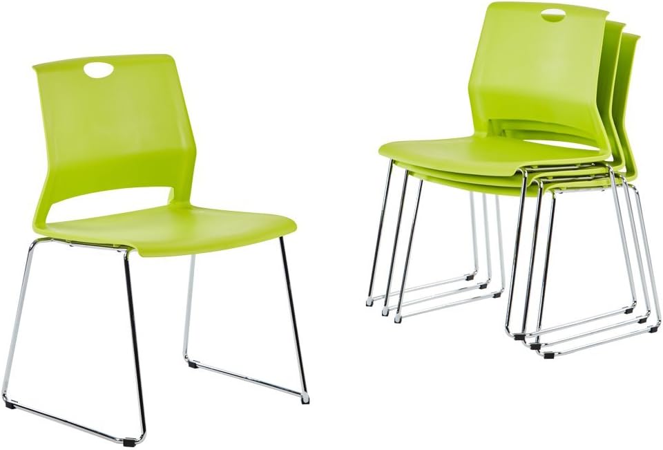 Sidanli Stacking Chairs for Business, Modern Dining Chairs for Home-Green (Set o...