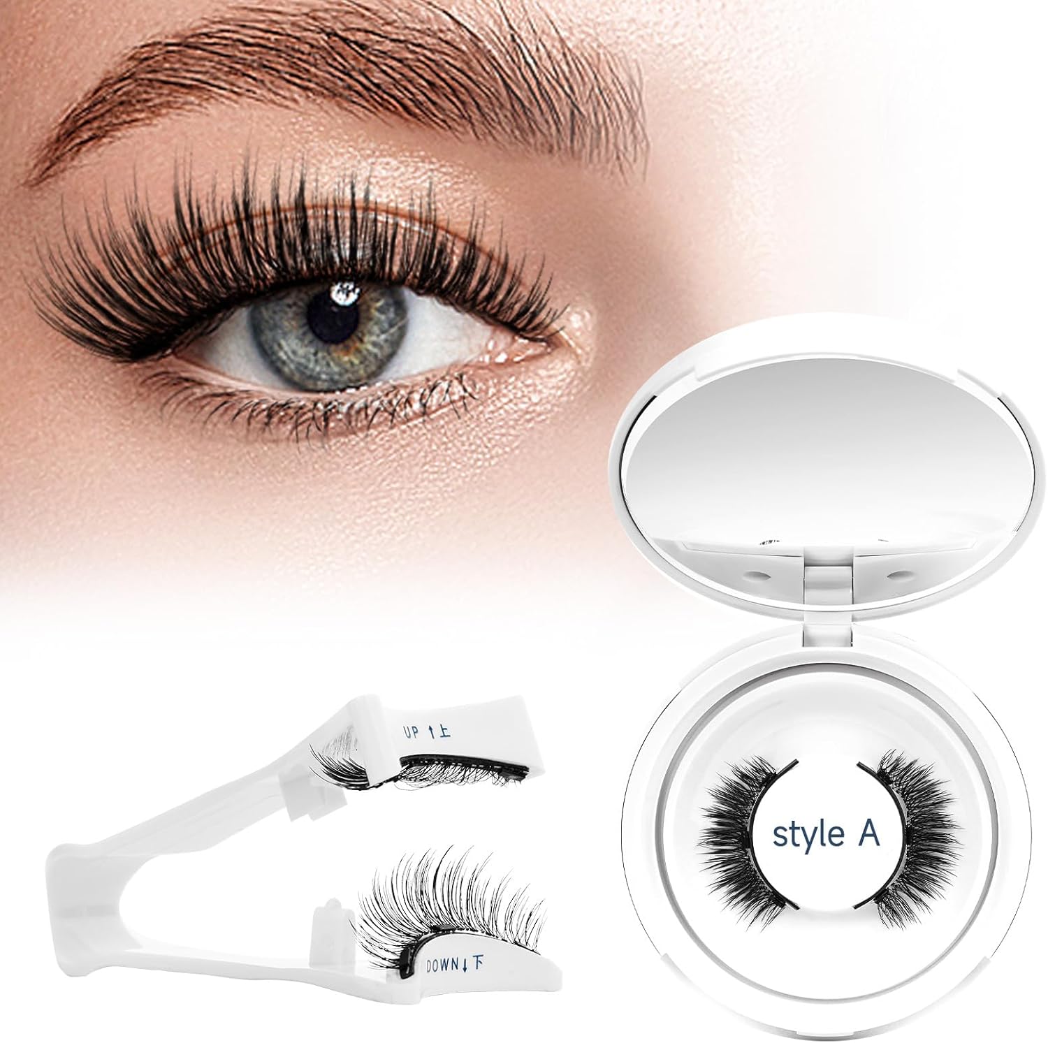 Magnetic-Eyelashes-with-Applicator, Higu clace 1 Pair Magnetic-Lashes Without Ey...