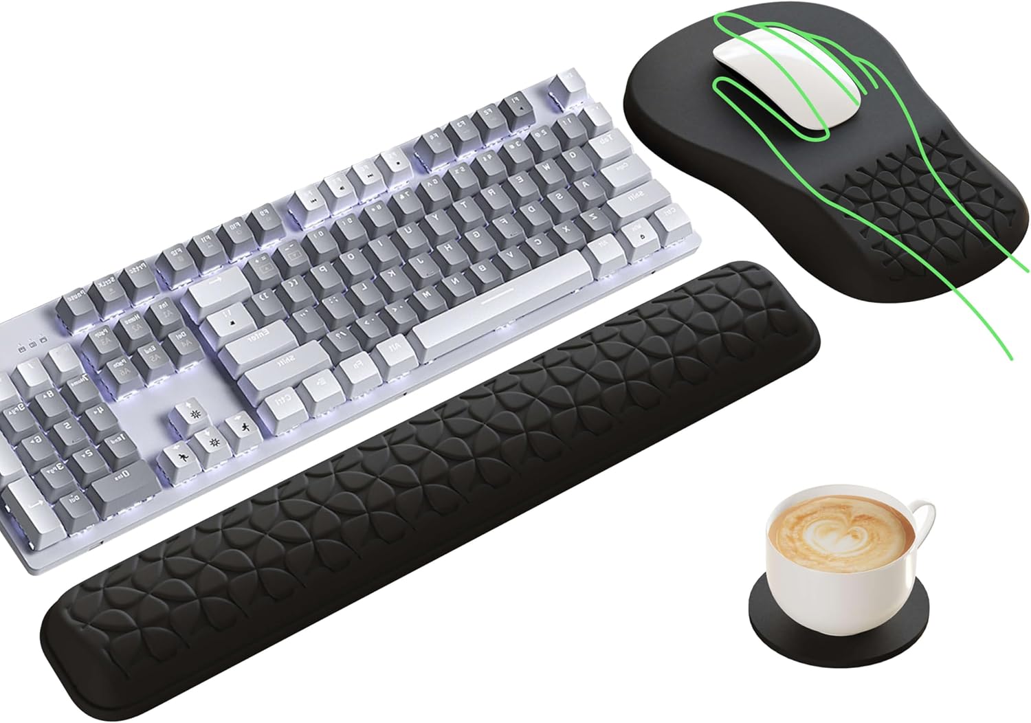 MEKASS 3-in-1 Ergonomic Mouse Pad and Keyboard Wrist Rest Set, Super Soft Memory...
