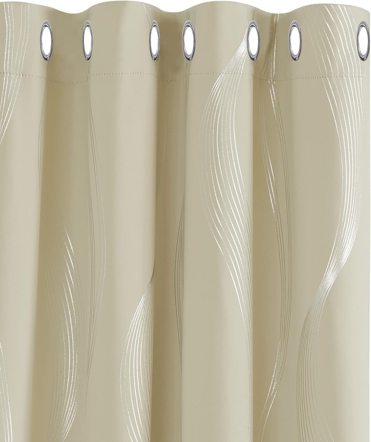 Deconovo Decorative Silver Wave Line Foil Printed Blackout Curtains Thermal Insu...