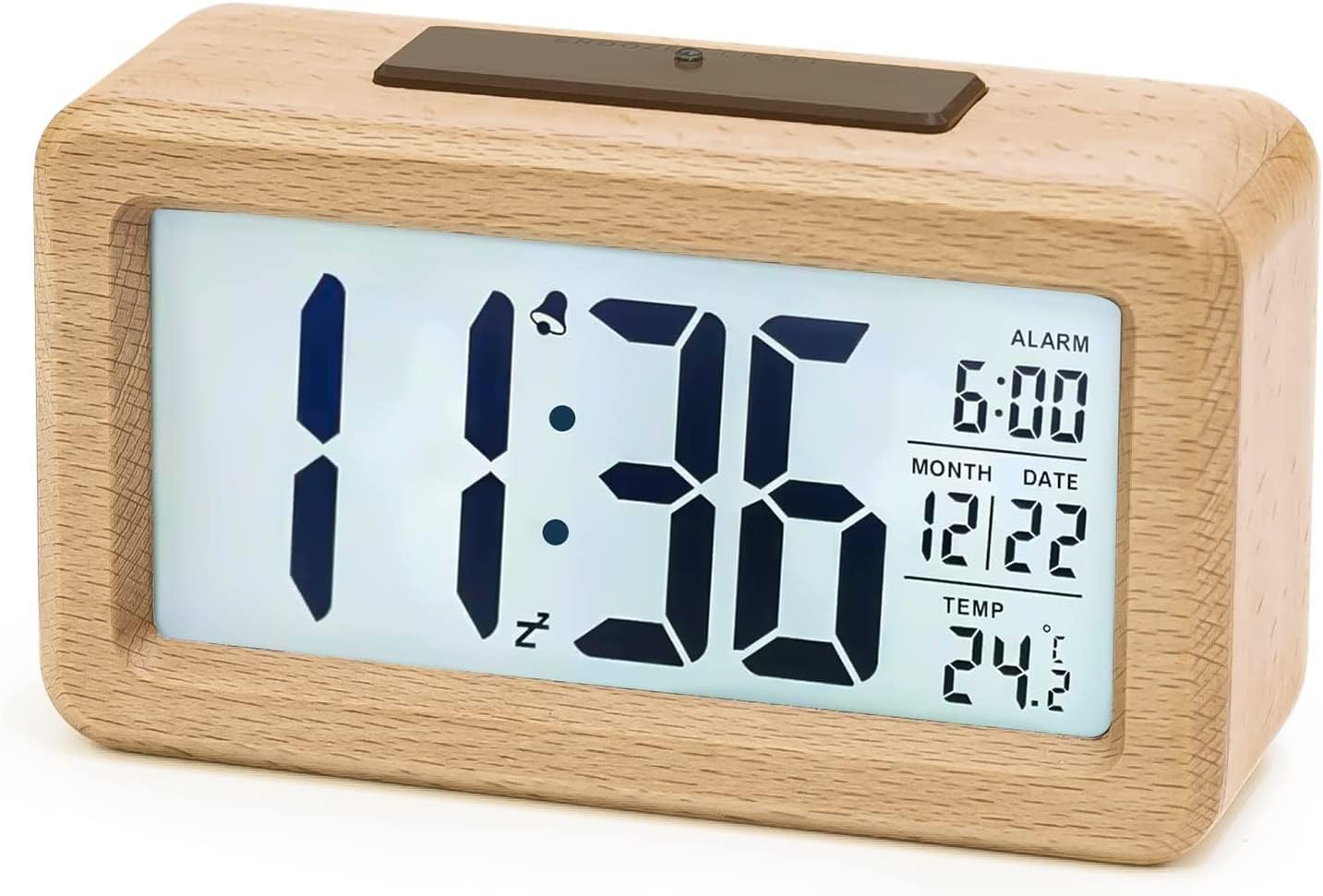 aboveClock Digital Alarm Clock, Wooden Bedside Clo...