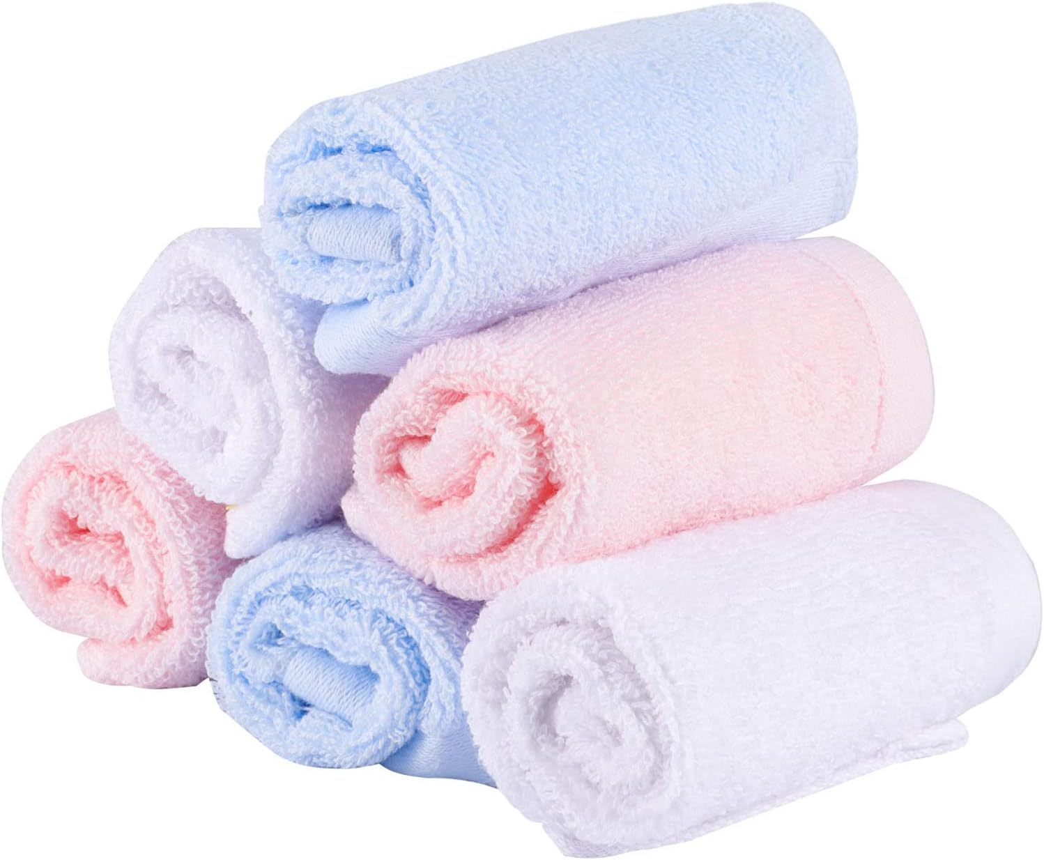 6 Pack Cotton Face Cloth, 20x20cm Flannel Face Cloths Facial Cleaning Cloth Wash...