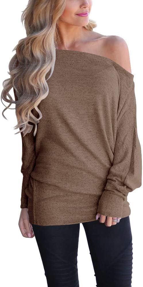 Lacozy Women's Off Shoulder Long Sleeve Oversized Pullover Sweater Knit Jumper L...