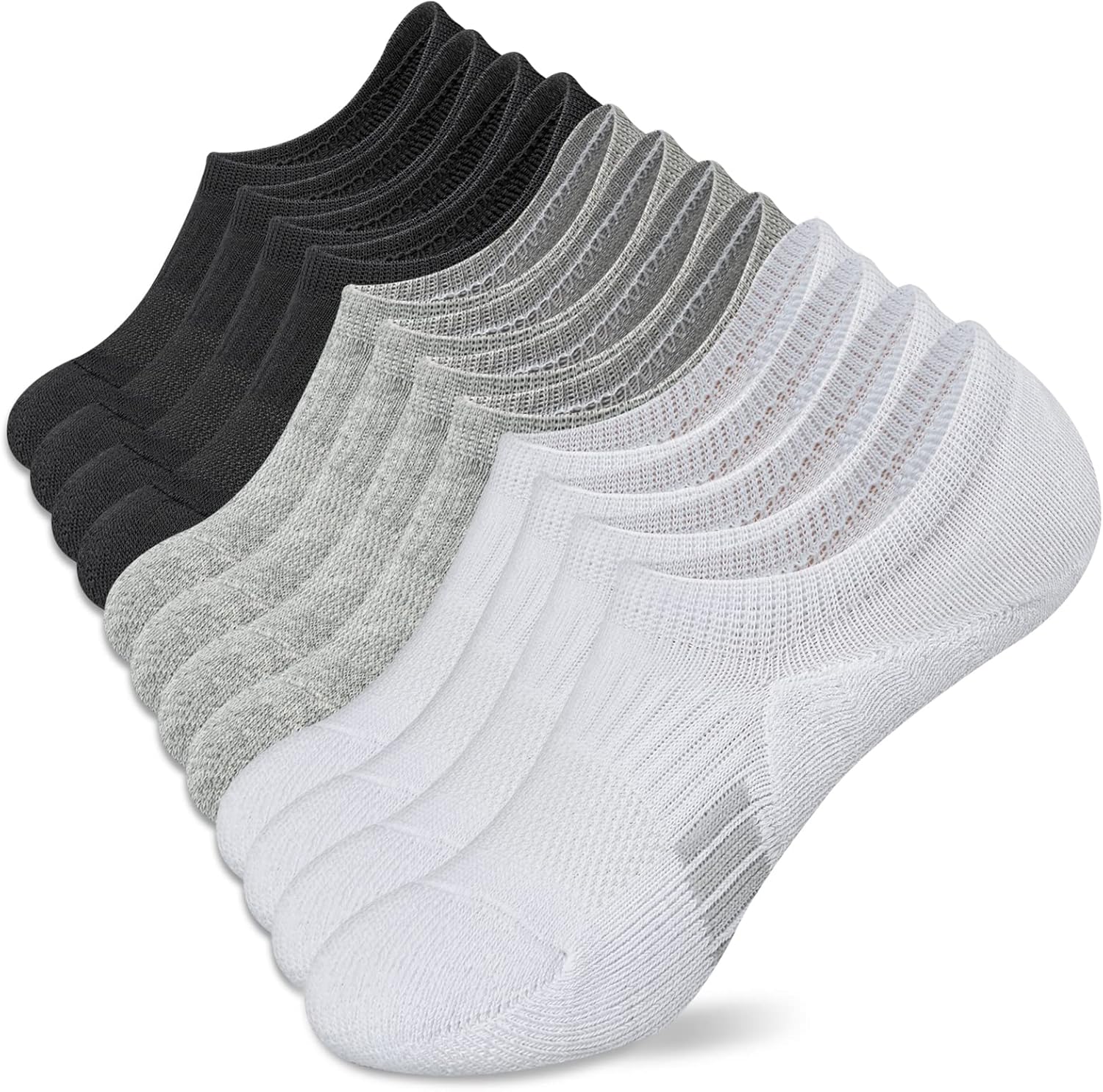 No Show Socks Womens Athletic Cushion Ankle Footies Low Cut 5-6 Pairs 8-10 Grey2...