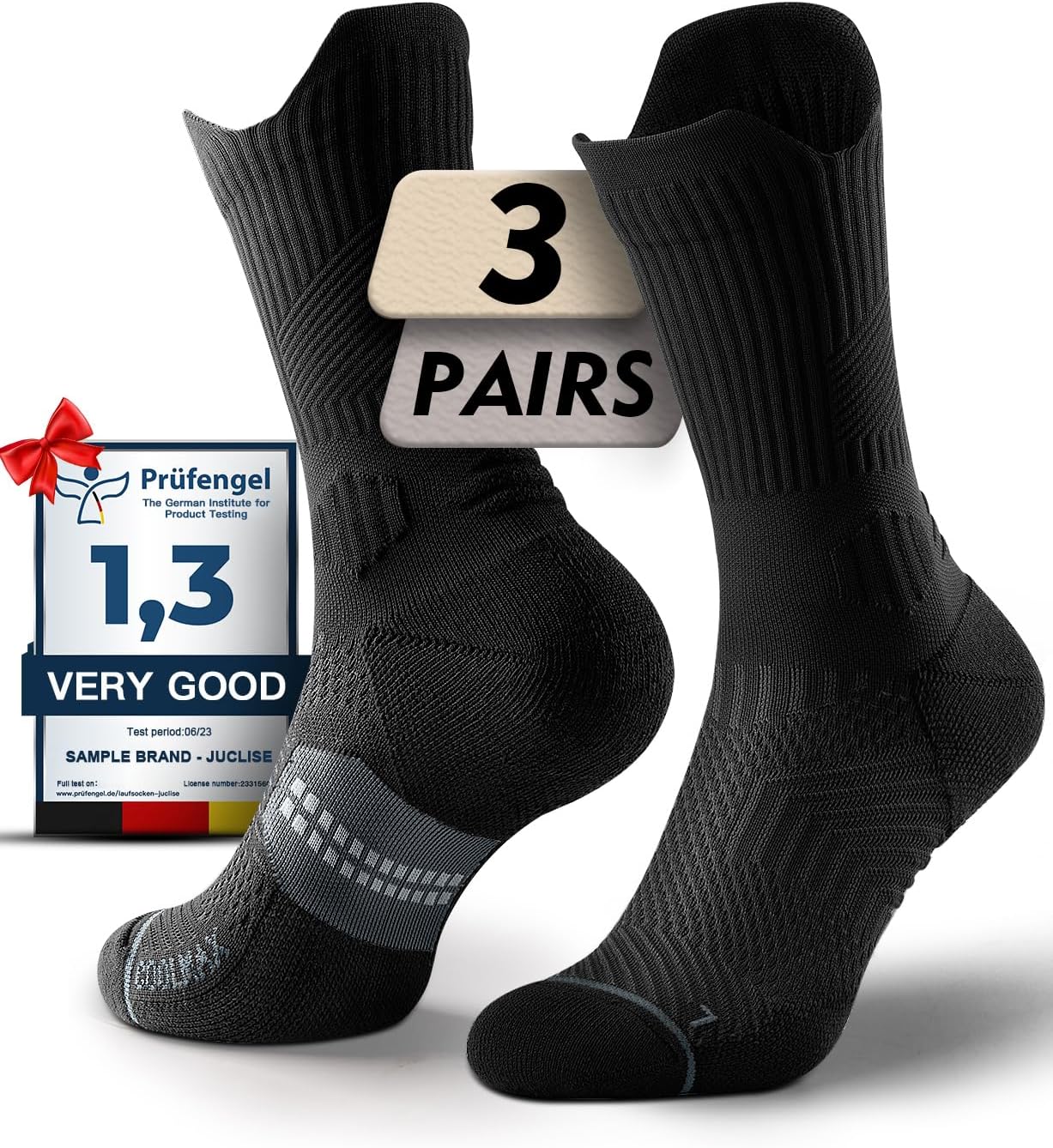 Bamboo Viscose Crew Compression Running Socks Athletic Hiking Basketball Workout...