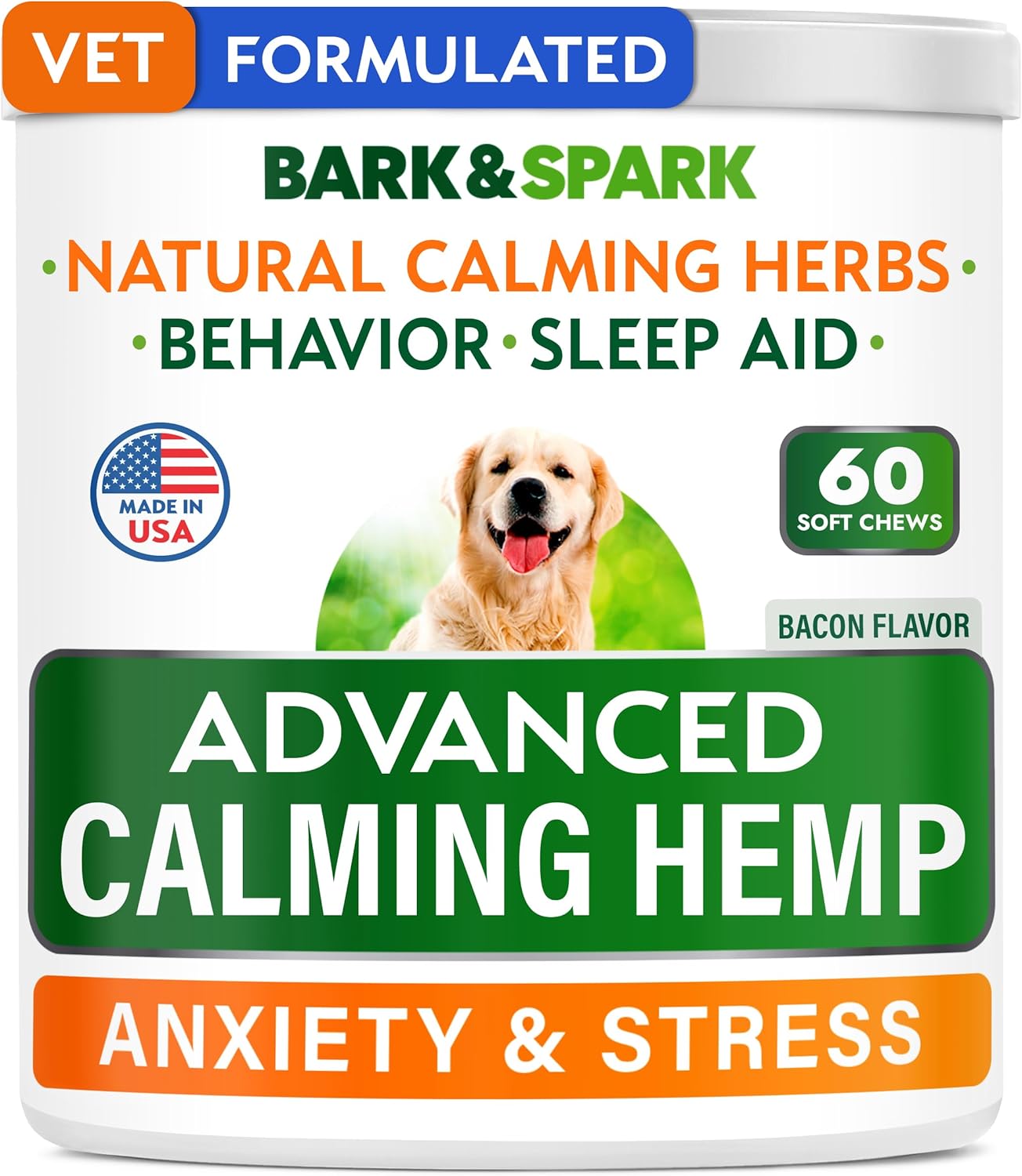 BARK&SPARK Advanced Calming Hemp Treats for Dogs - Hemp Oil + Melatonin - Anxiet...