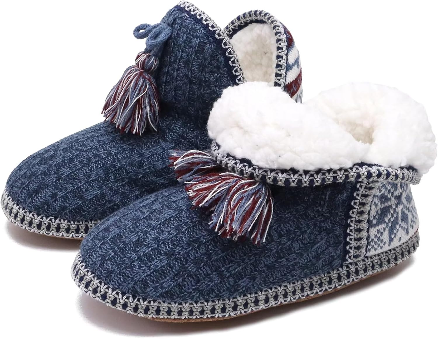 GPOS Women's Cashmere Knit House Slipper Booties Cotton Quilted Warm Indoor Ankl...