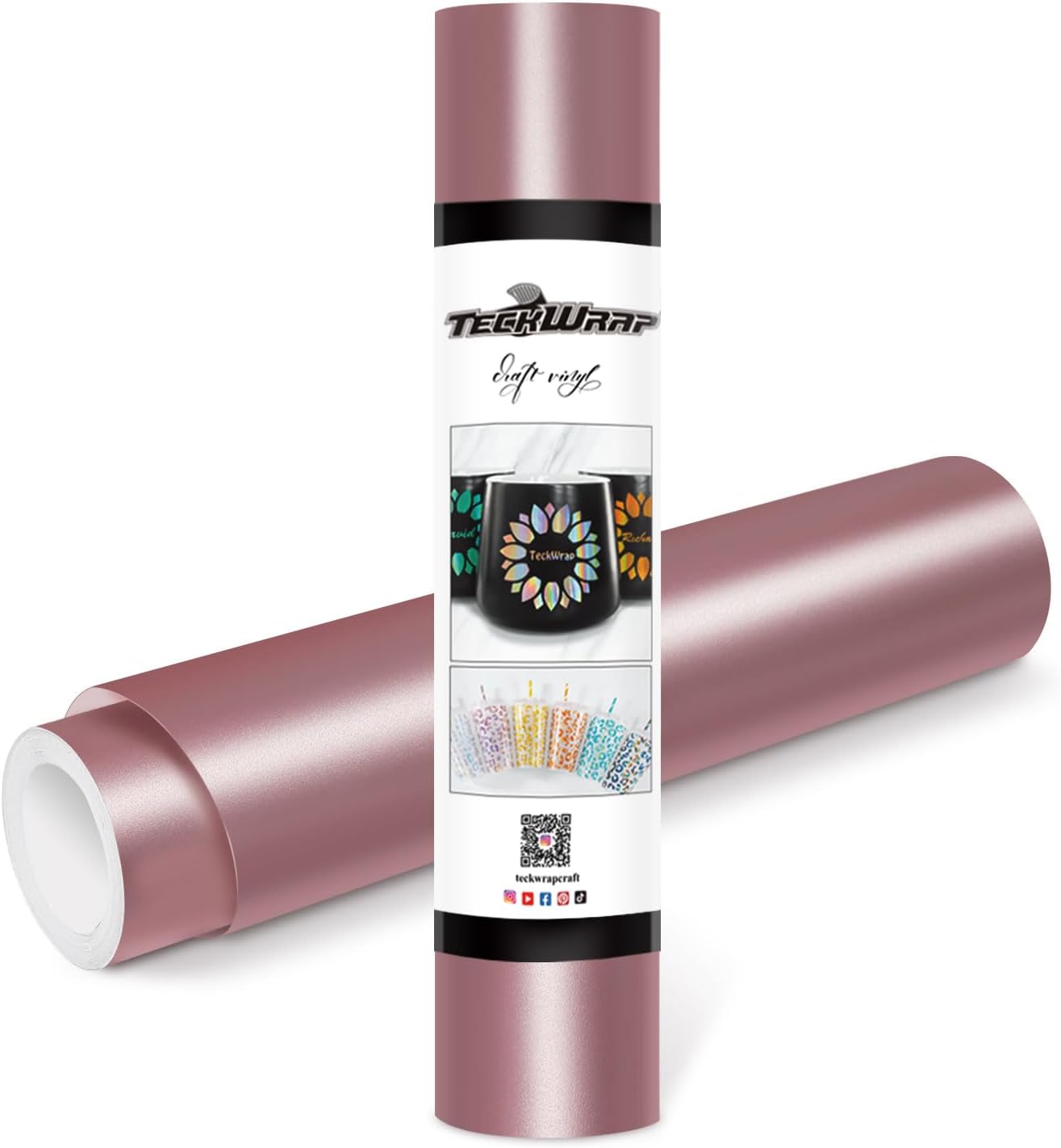 TECKWRAP Permanent Adhesive Vinyl 12" x 10ft, Matte Rose Gold