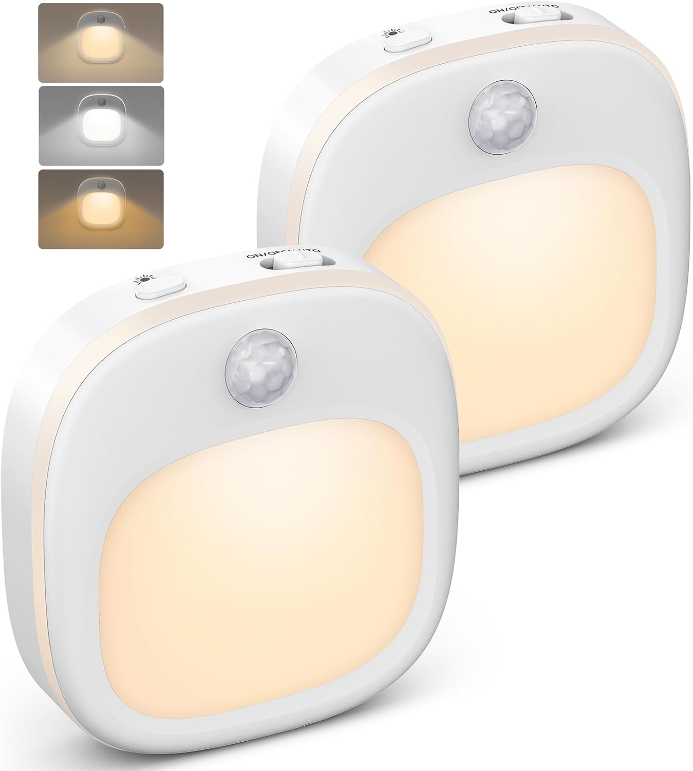 Stick-on Night Lights, 2 Pack Motion Sensor Lights Indoor with 3 Modes Auto/ON/O...