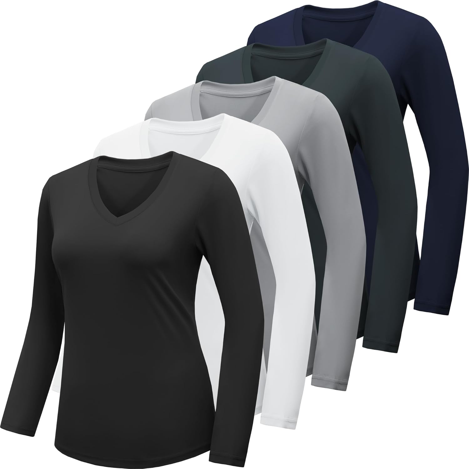 BALENNZ Long Sleeve Workout Shirts for Women V Neck Moisture Wicking Quick Dry G...