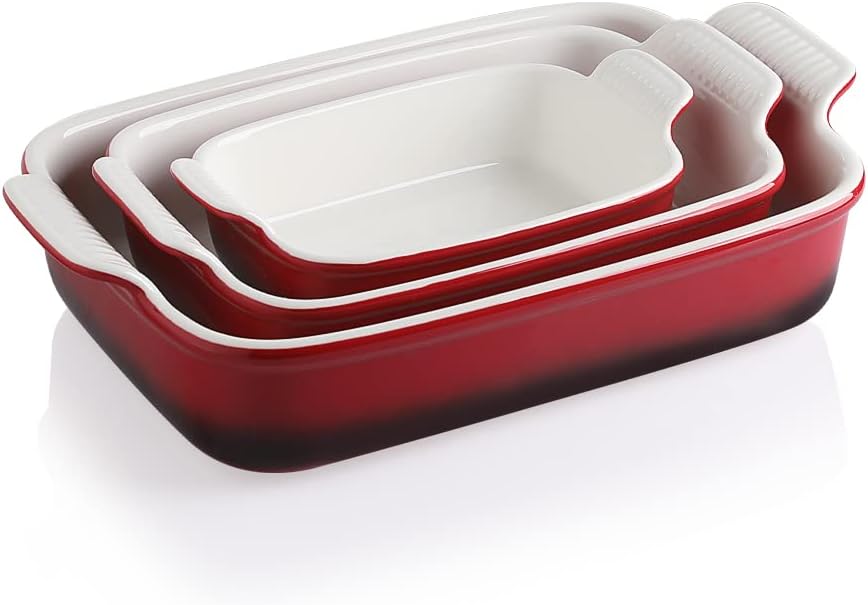 Sweejar Baking Pans Set, Ceramic 9x13 Baking Dish with Handle, Rectangular Casse...