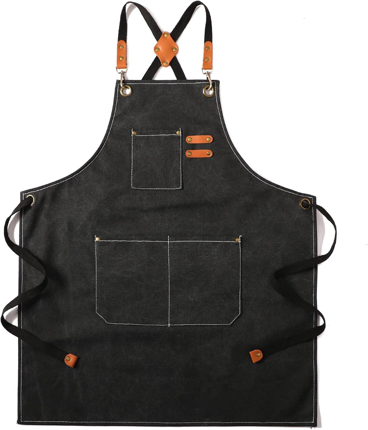 Tosewever Canvas Cross Back Chef Cotton Aprons for Men Women with Large Pockets...