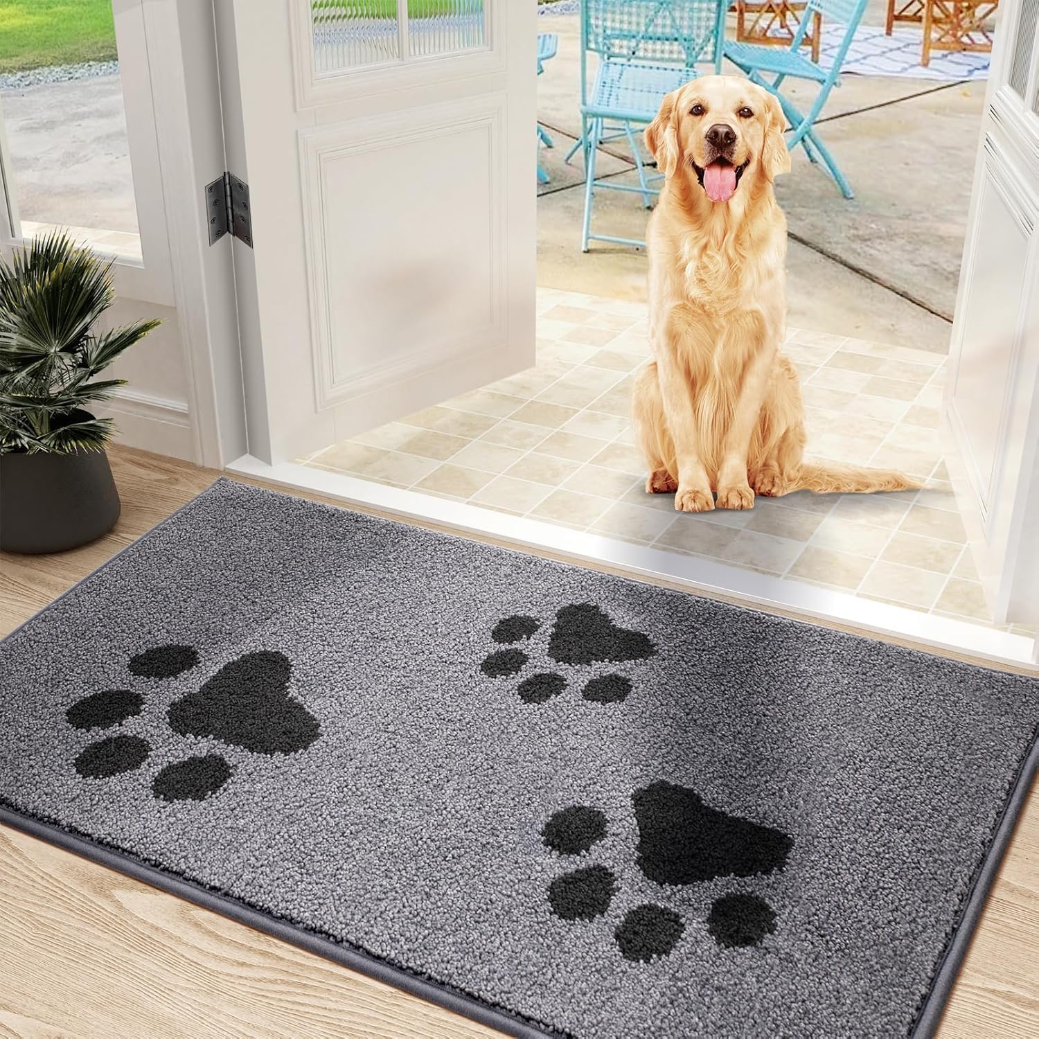 Mibao Front Door Mat, Dirt Trapper Doormat for Muddy Paws, Absorbent Mud Mat for...