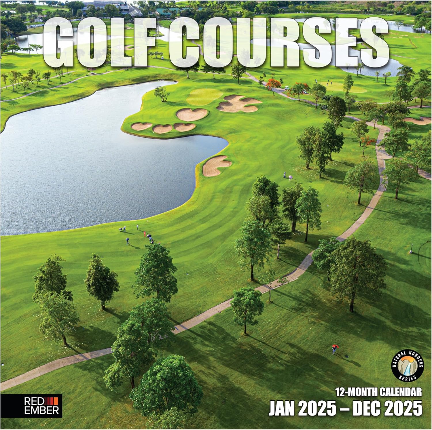 RED EMBER Golf Courses 2025 Wall Calendar 12 Month | 12" x 24" Open | Thick & St...