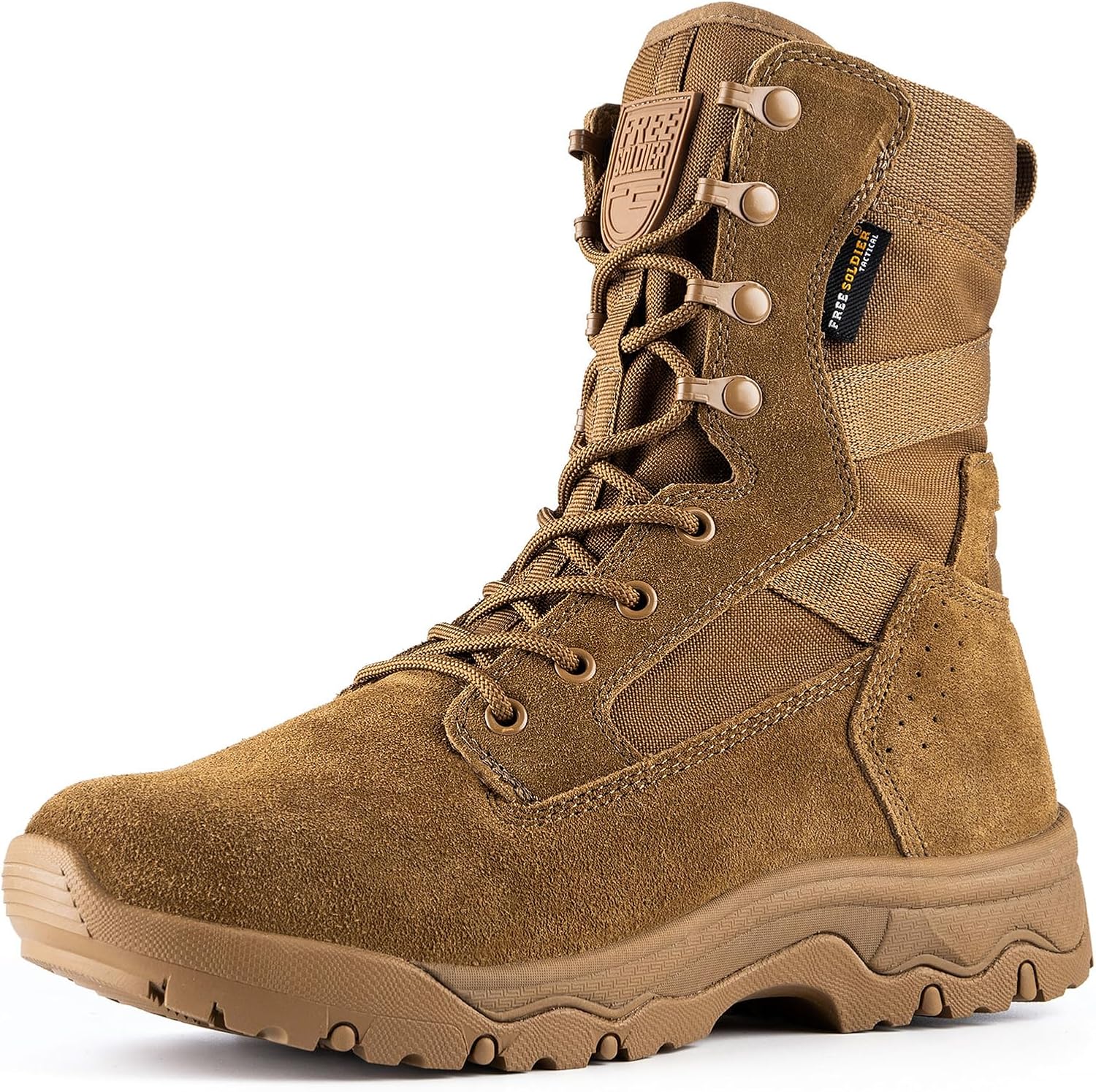 FREE SOLDIER Men's Tactical Boots 8 Inches Lightweight Combat Boots Durable Sued...