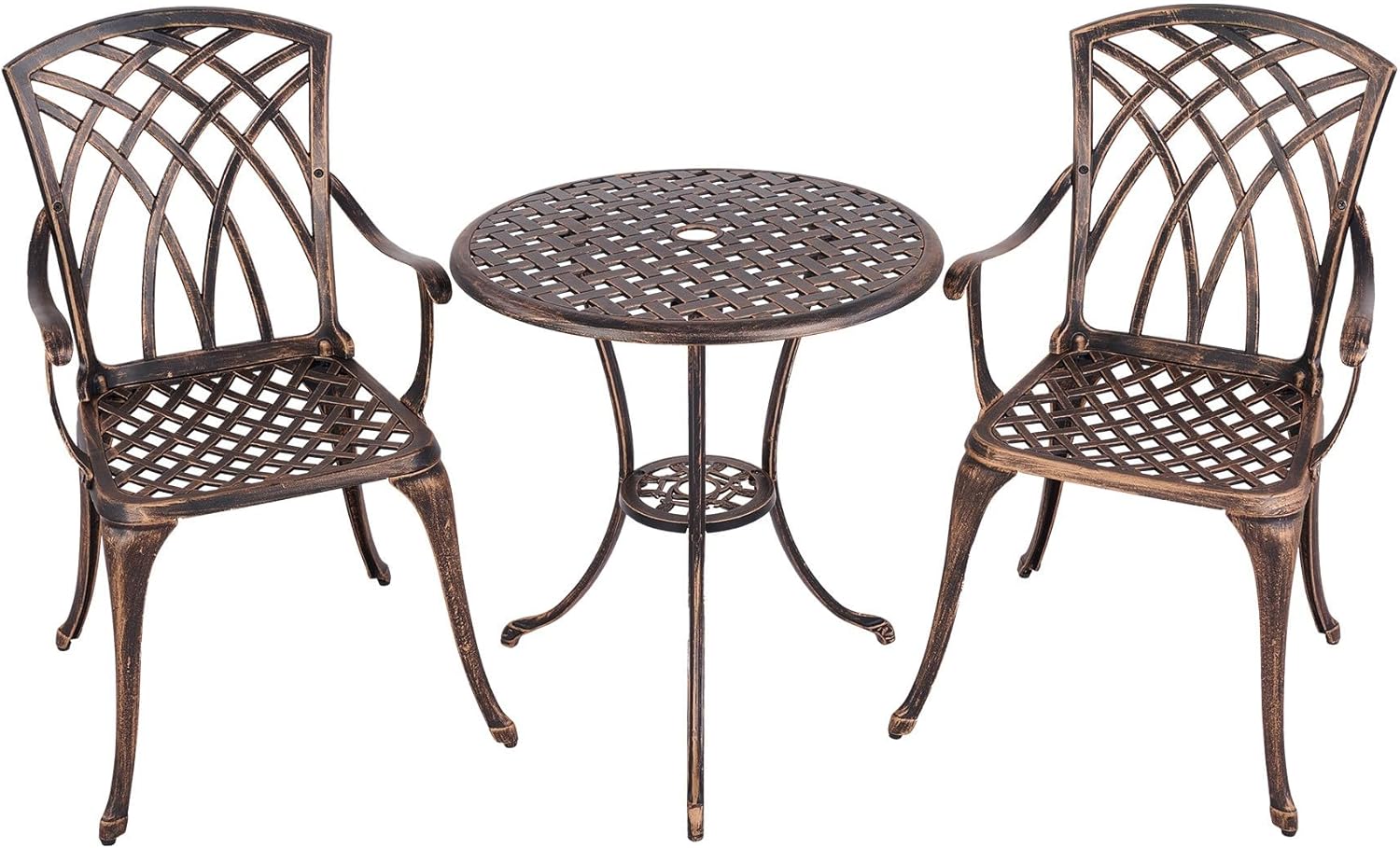 VONLUCE Bistro Table and Chairs Set 2, Aluminium Garden Furniture Set of Side Ta...