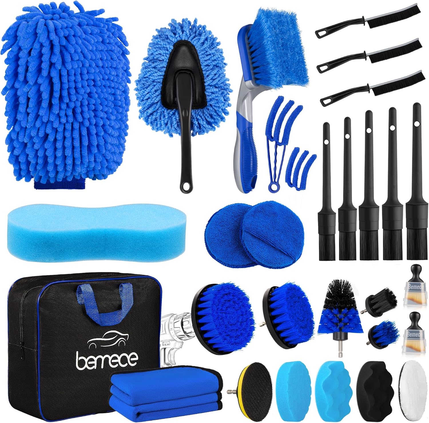 Bemece 31 PCS Car Cleaning Kit, Car Detailing Kit for Cleaning Wheels, Interior,...