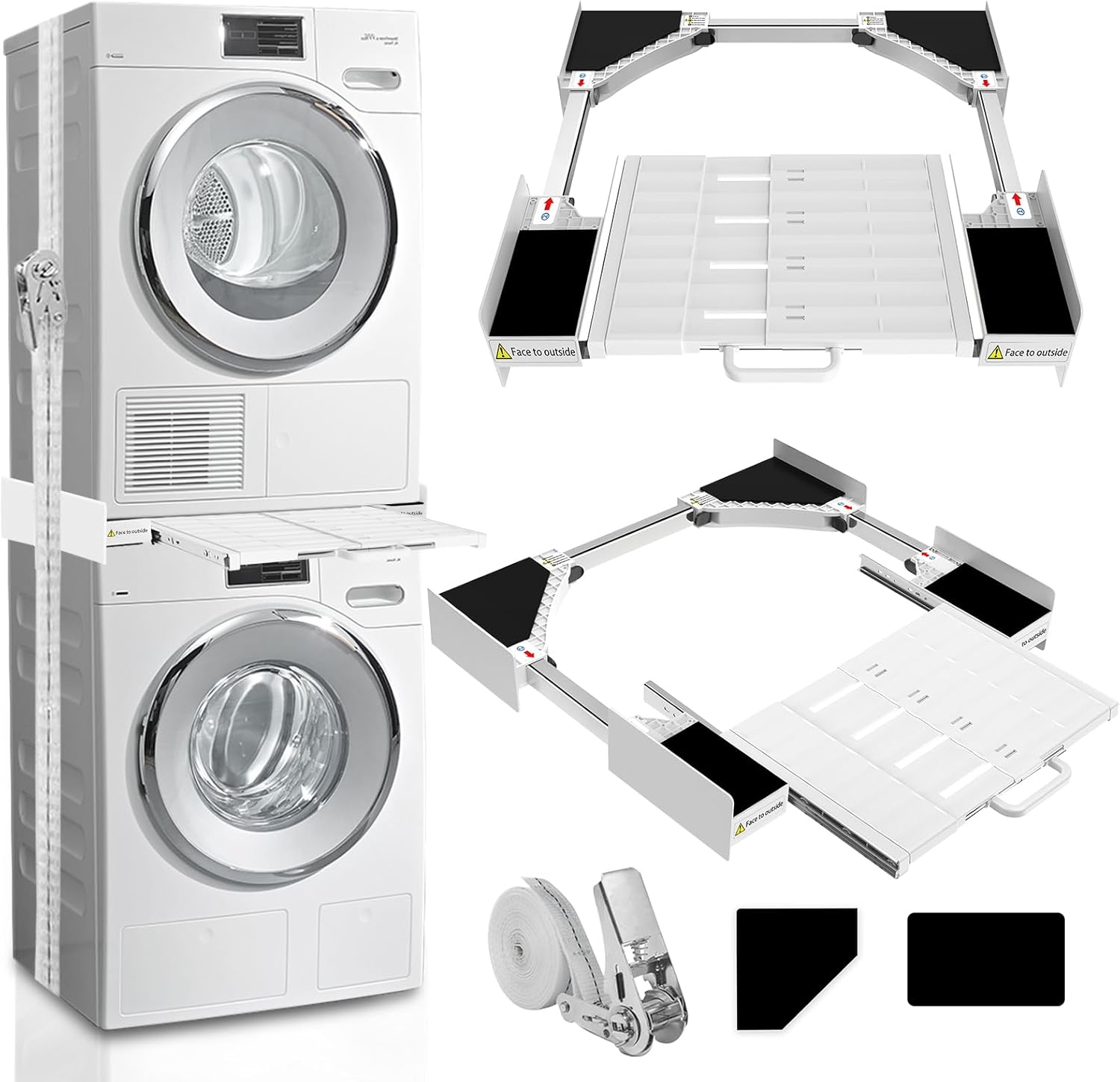 Washer Dryer Stacking Kit, Universal Washer Dryer Stacking Kit with Pull-Out Sli...