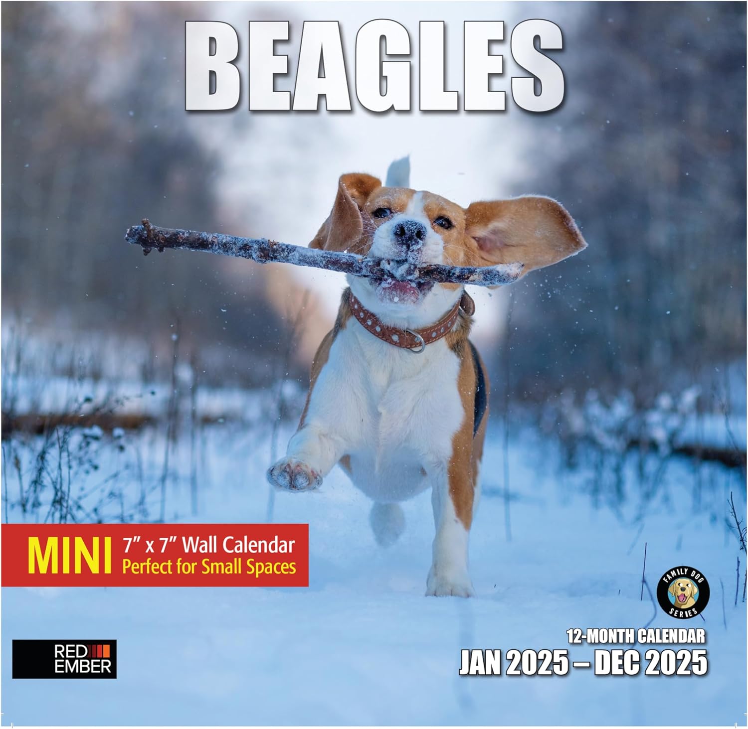 RED EMBER Beagles Mini 2025 Wall Calendar 12 Month | 7" x 14" Open | Thick & Stu...