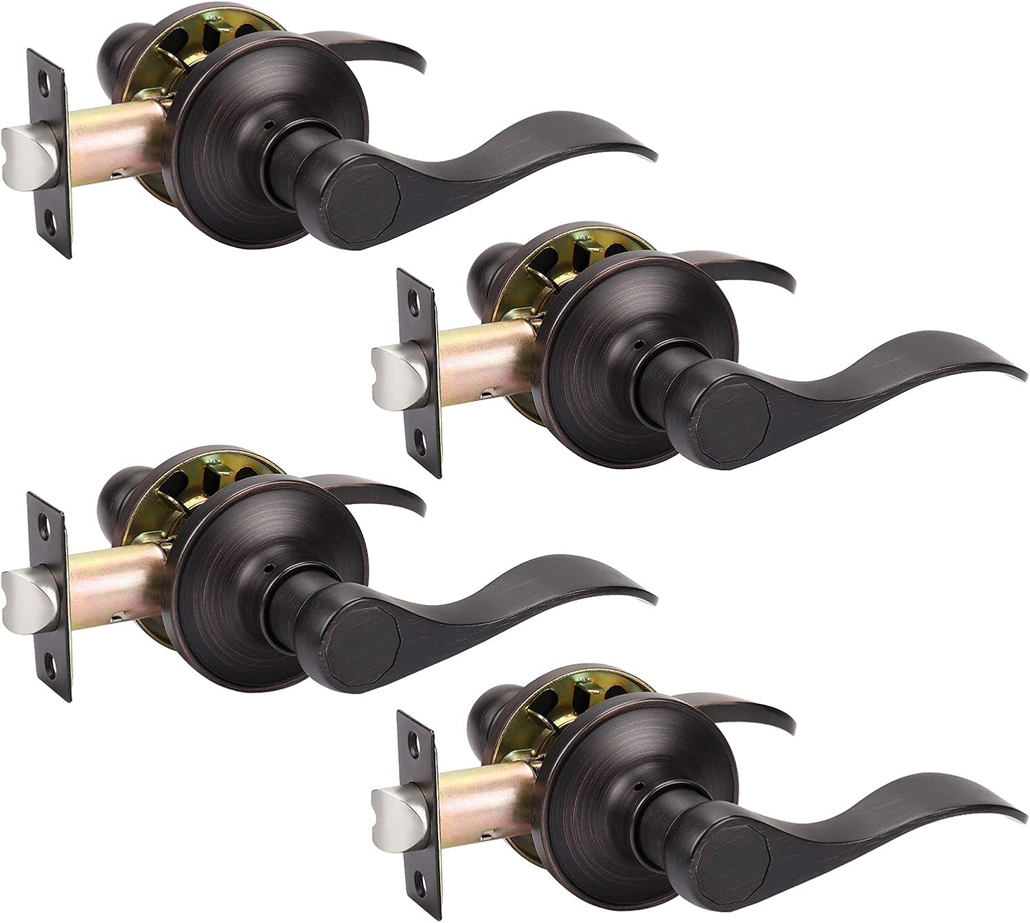 KNOBWELL 4 Pack Passage Door Lever Door Handle Non-Locking Lever Set for Hallway...