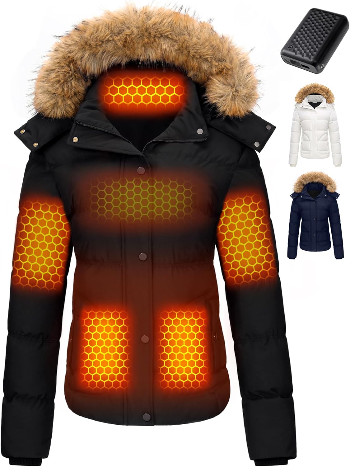 Wulcea Graphene Heated Jacket For Women 12V 18400mAh Fast Charge With Large Capa...