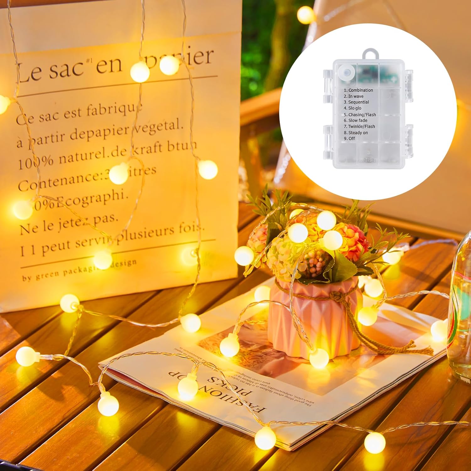 Brightown Battery Operated String Lights for Bedroom, 9.8Ft 30 LED Globe Fairy L...