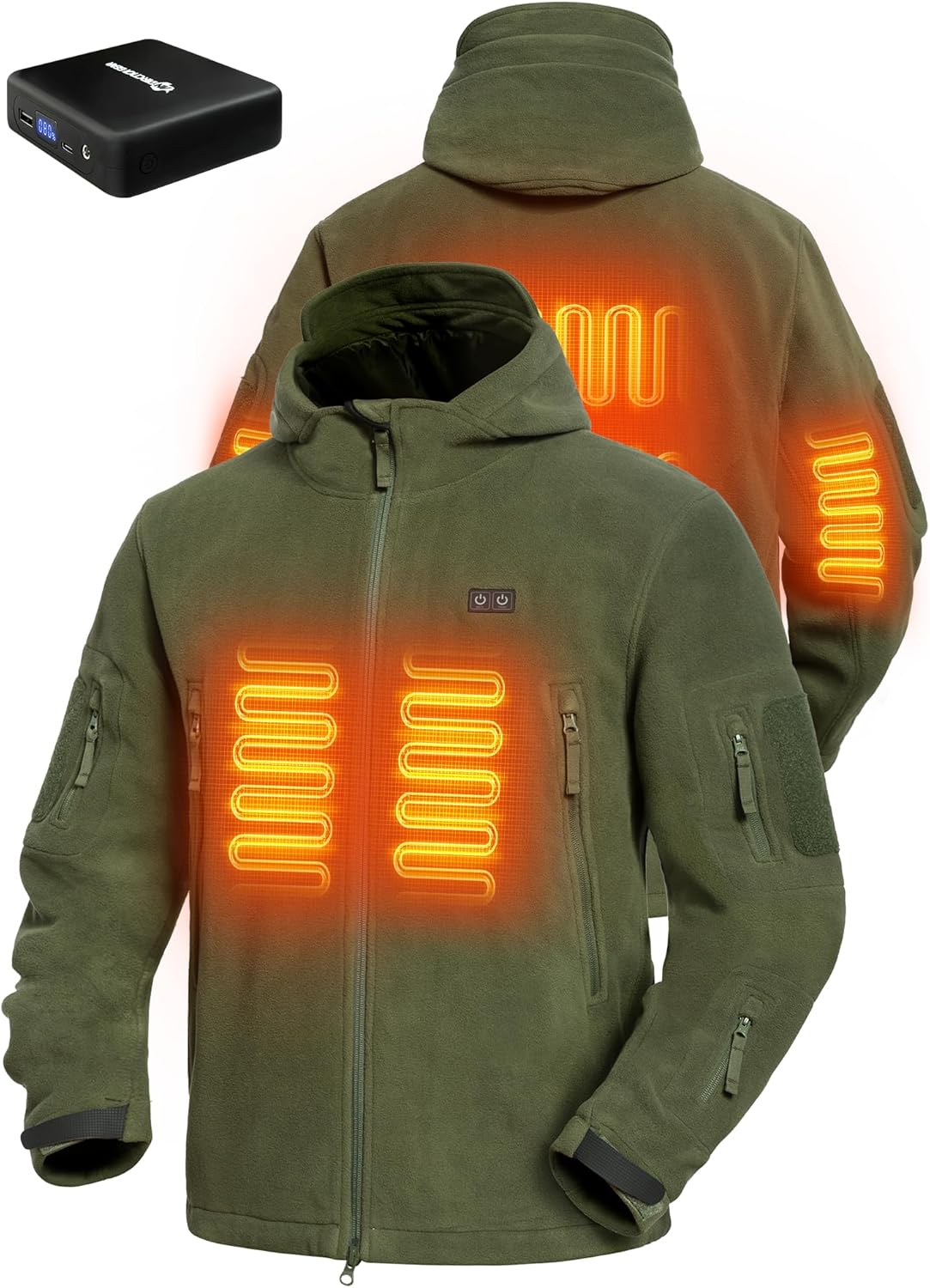 Heated Jacket with 12V 16000mAh Battery Pack, Polar Fleece Coat for Men Women, F...