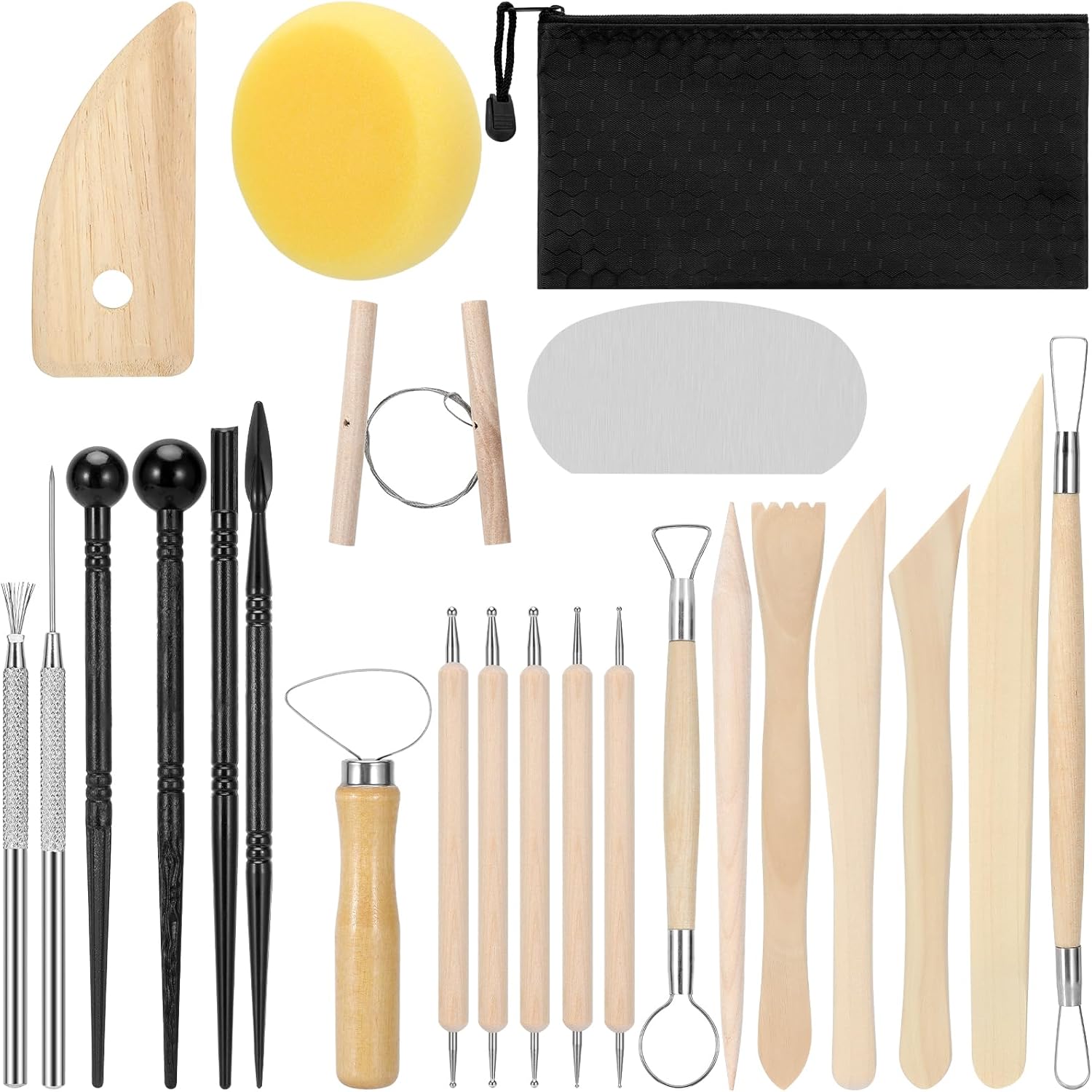 Blisstime Polymer Clay Tools 23pcs, Basic Pottery Tools Air Dry Clay Tools, Dott...