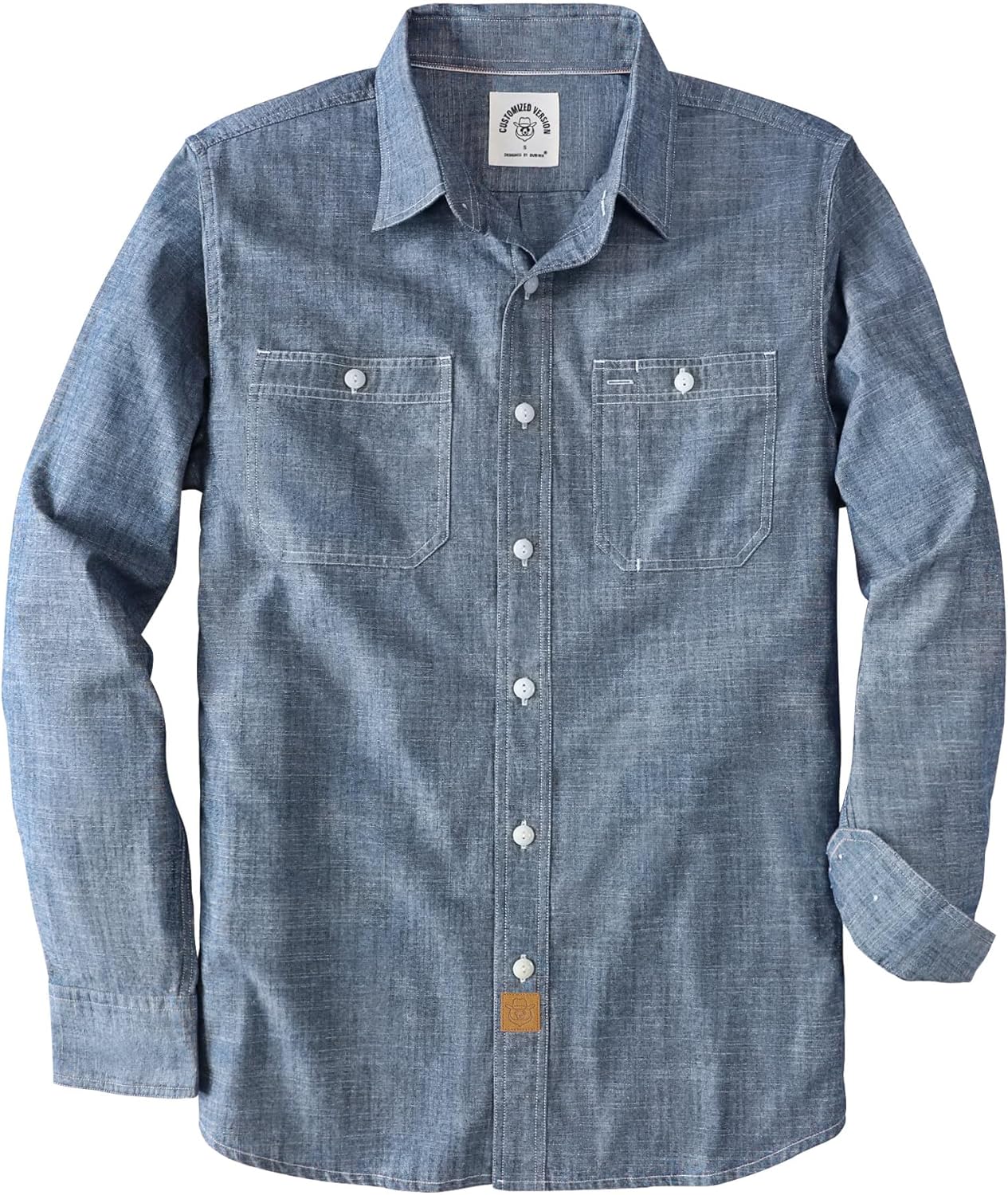 Dubinik® Chambray Shirts for Men Long Sleeve Cotton Work Shirts with Pockets for...
