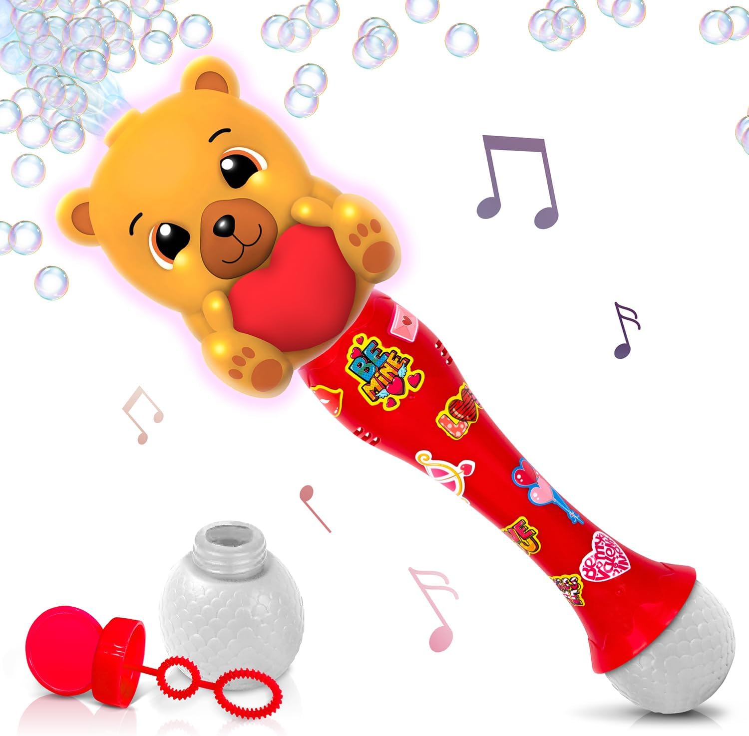 ArtCreativity Light Up Valentine's Day Bubble Wand for Toddlers, Heart Bubble To...