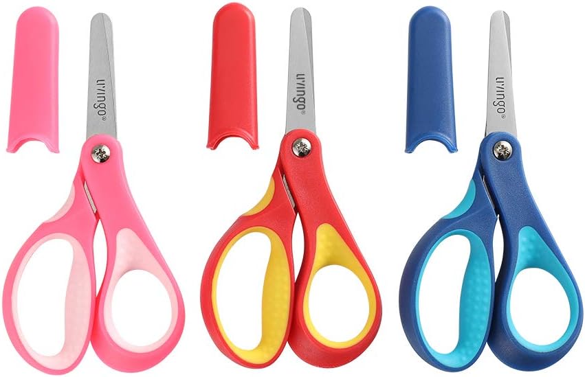 LIVINGO Small School Childrens Blunt Kids Scissors, Sharp Stainless Steel Blades...