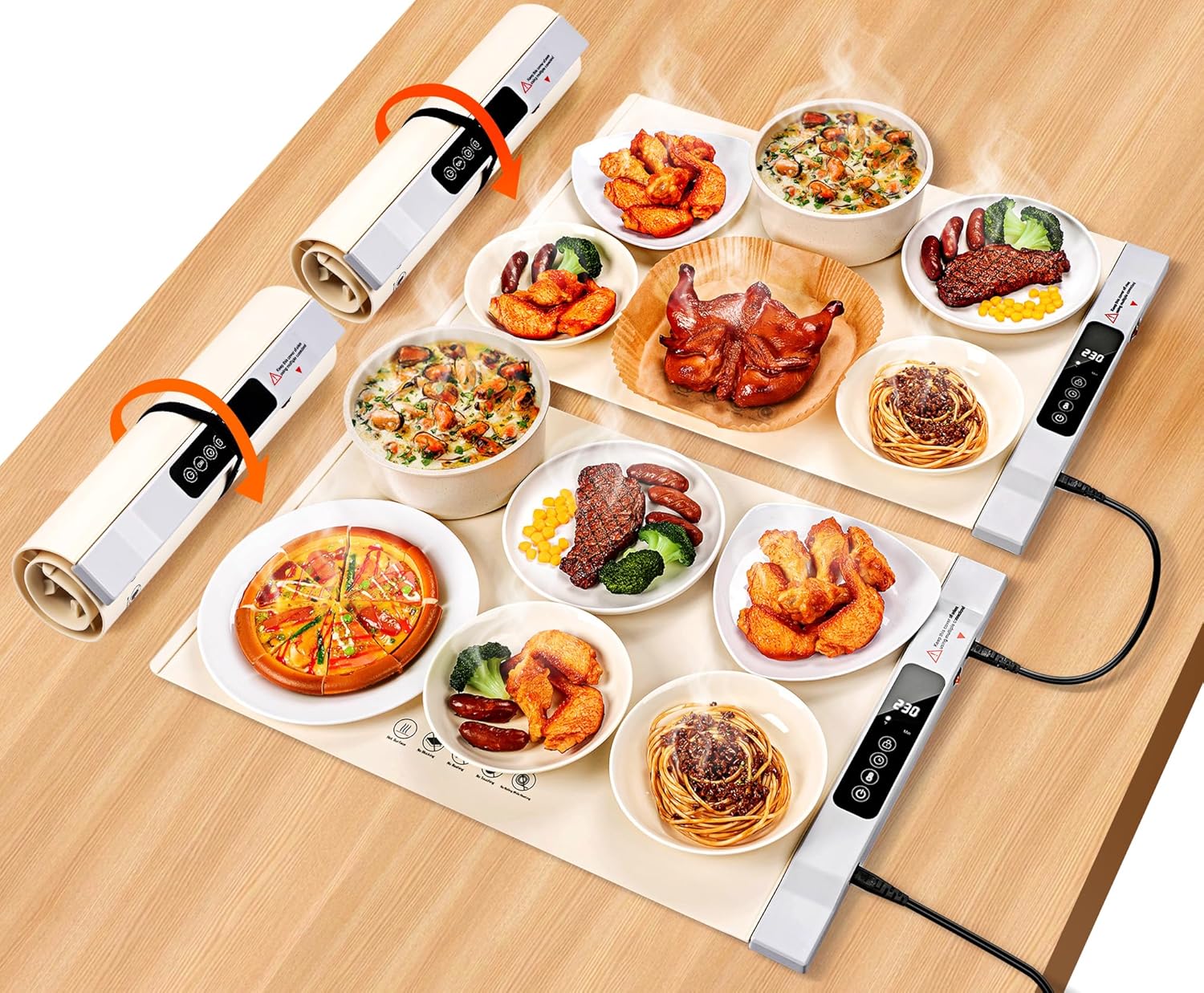 Warming Mat for Food, 2 Pack Food Warming Mat, Electric Warming Tray for Buffets...