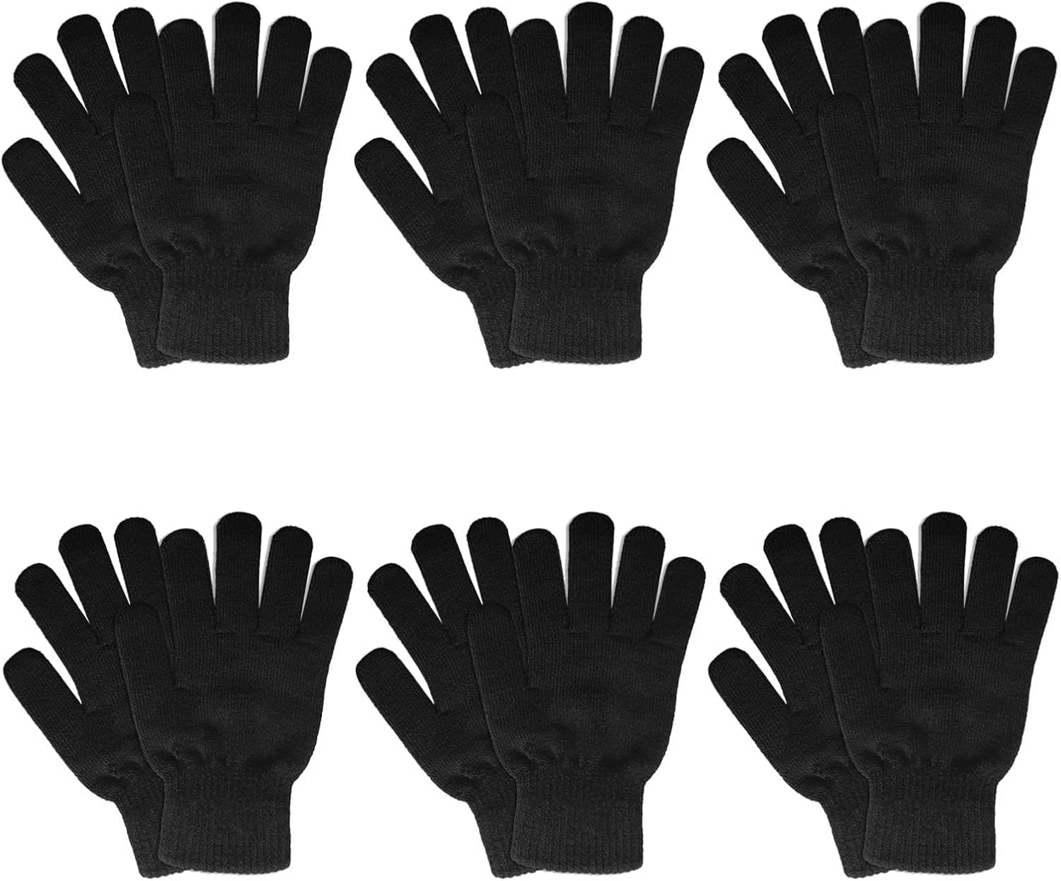 6 Pairs Winter Gloves for Women Men's Warm Knit Gloves for Clod Weather Black Ma...