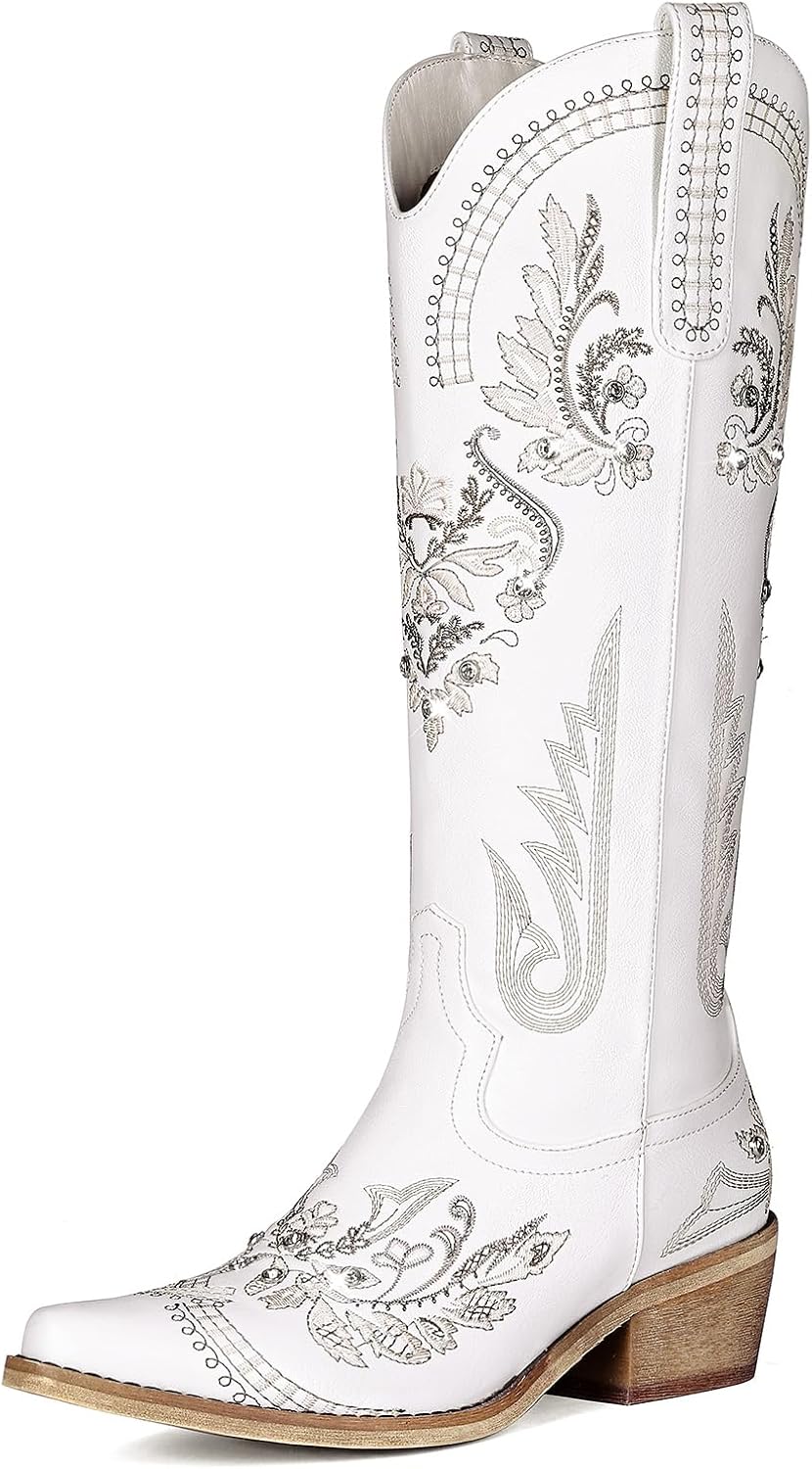 Lumeheel Cowboy Boots for Women - Knee High Western Cowgirl Boots, Sparkly Rhine...