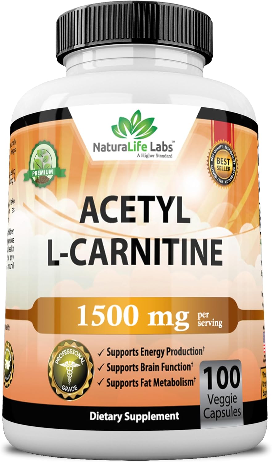 Acetyl L-Carnitine 1,500 mg High Potency Supports Energy Production, Sports Nutr...