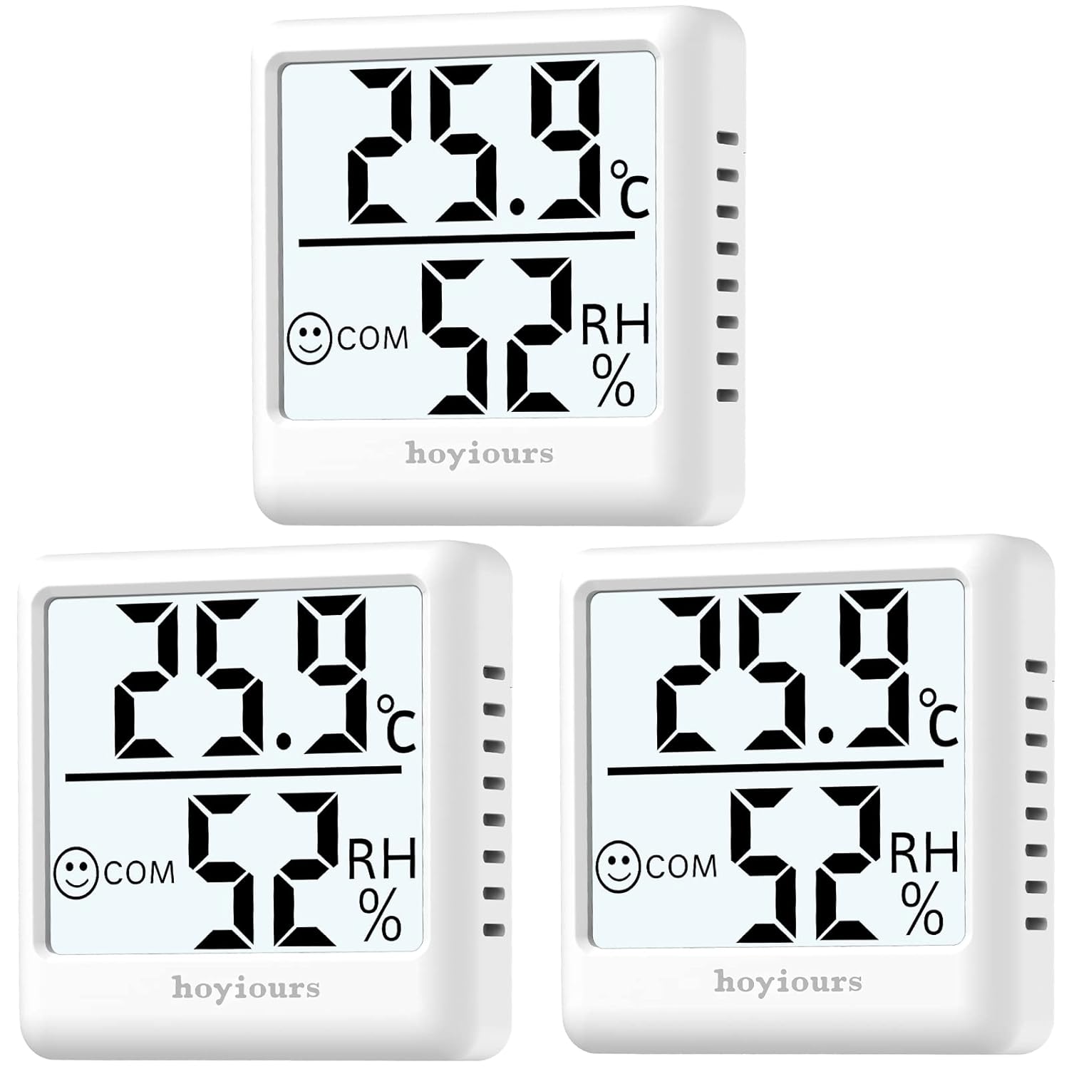 hoyiours Room Thermometer Indoor Hygrometer, 3 Pack Mini Temperature Monitor Hum...