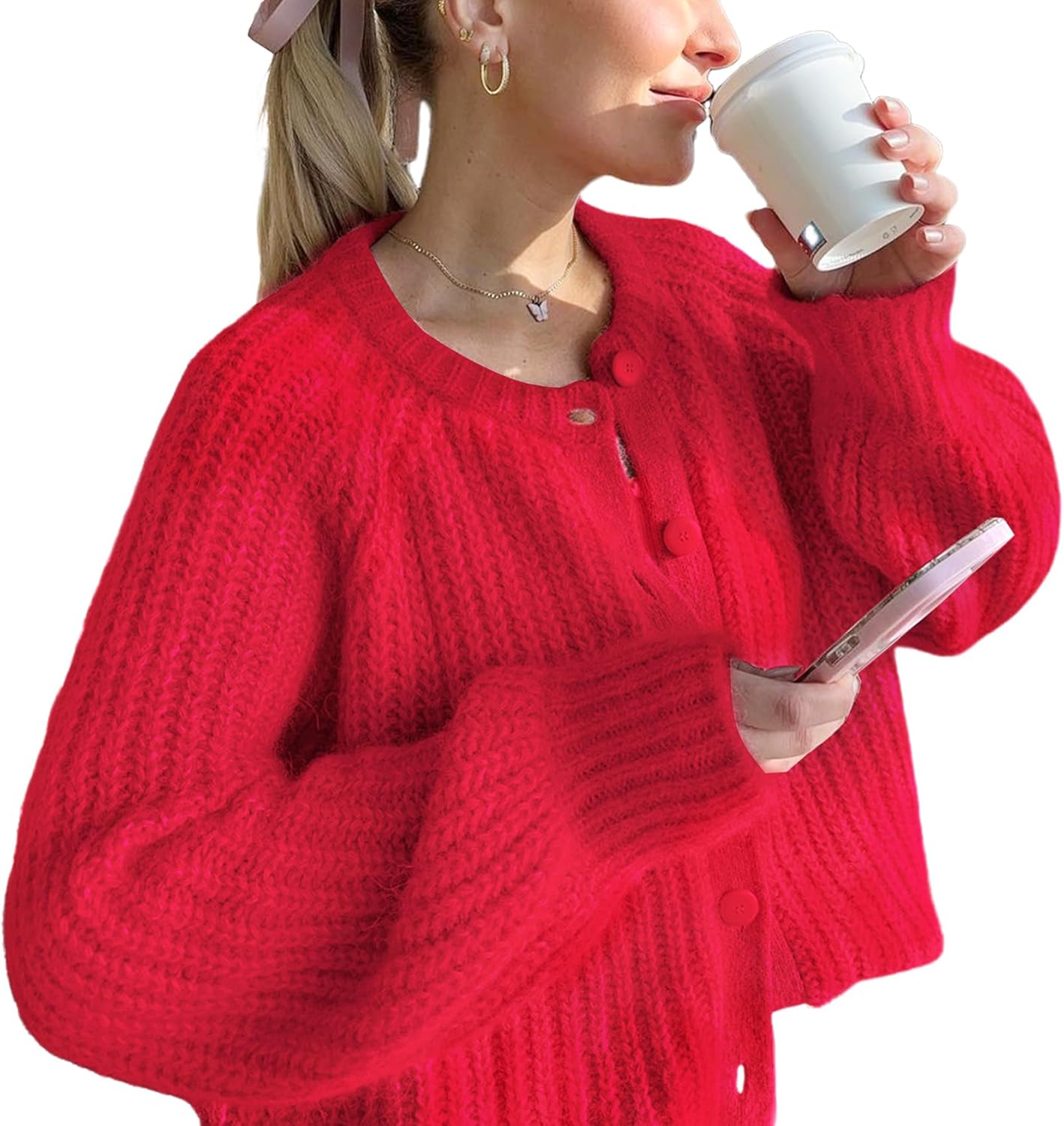 Wyeysyt Womens Cardigan Sweater Button Down Long Sleeve Chunky Soft Knit Sweater...