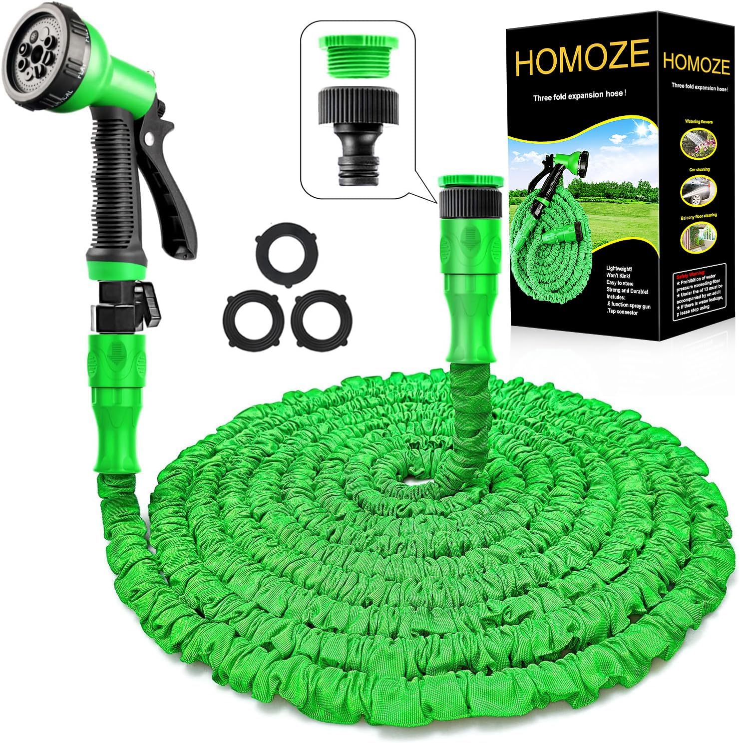 Garden Hose Pipe Expandable Garden Hose with 3/4", 1/2" Fittings, Anti-Leakage -...