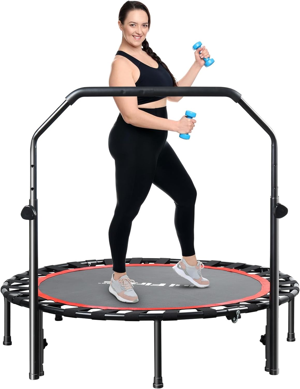 48" Bungees Rebounder Trampoline for Adults, 330LBS Fitness Trampoline Foldable...